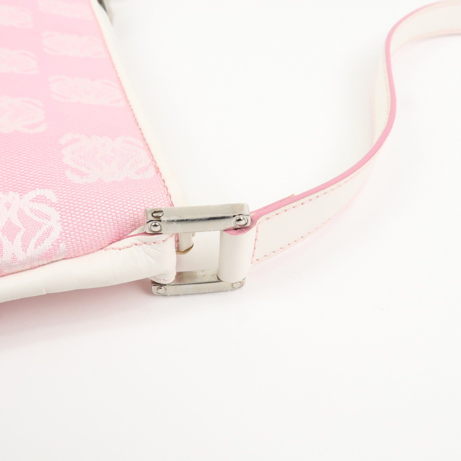 LOEWE Anagram Canvas Leather Shoulder Bag Pink White