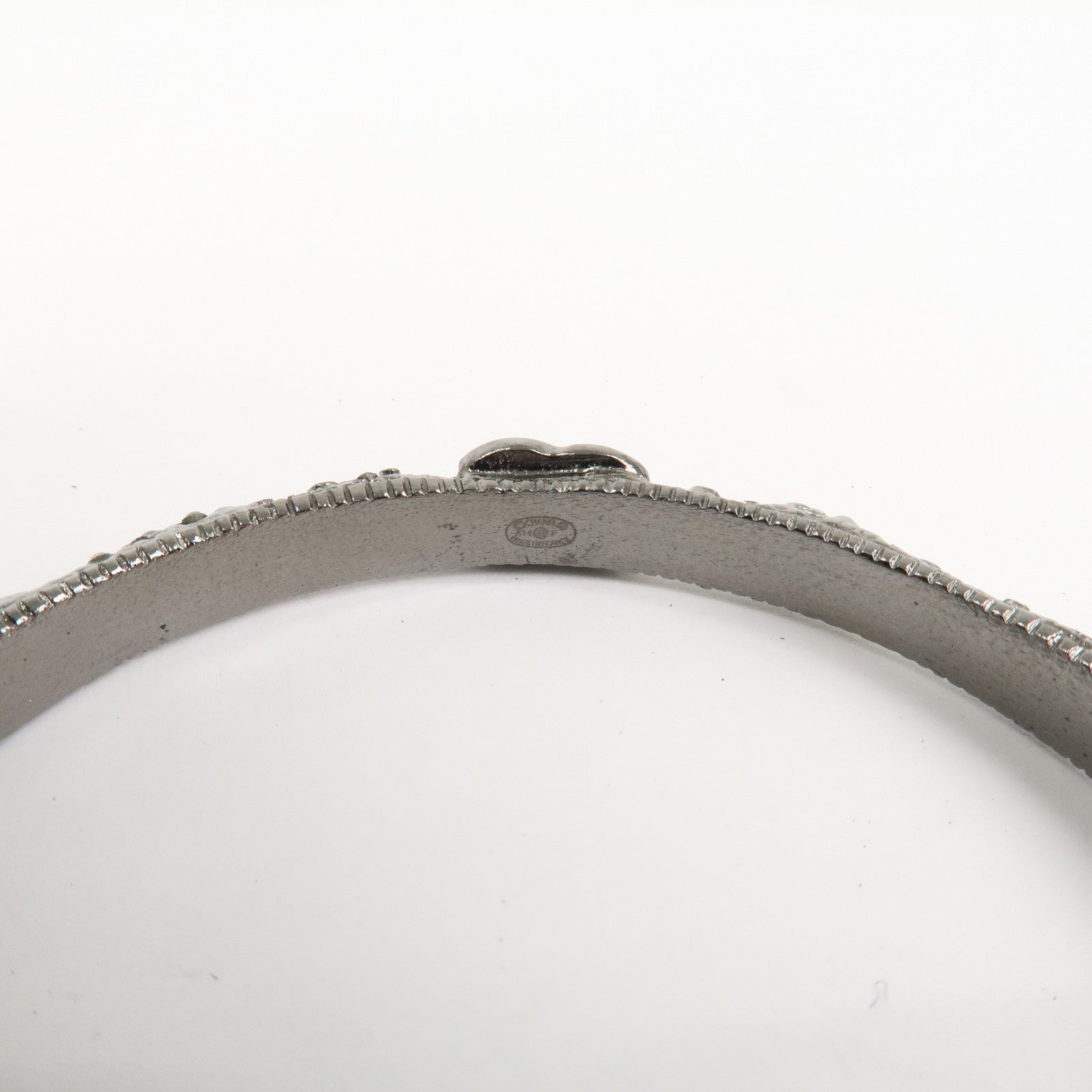 CHANEL COCO Mark Bangle Bracelet Metal Silver Grey