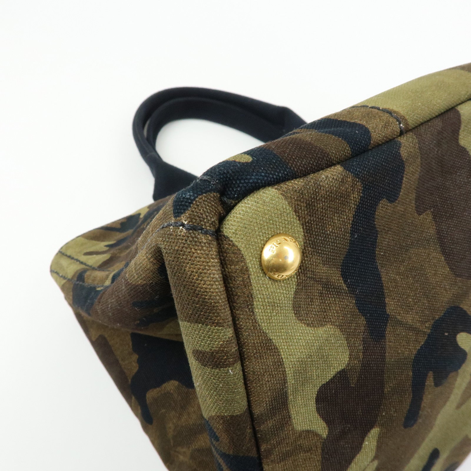 PRADA Triangle Logo Canapa Large Canvas Tote Bag Camouflage B1872B