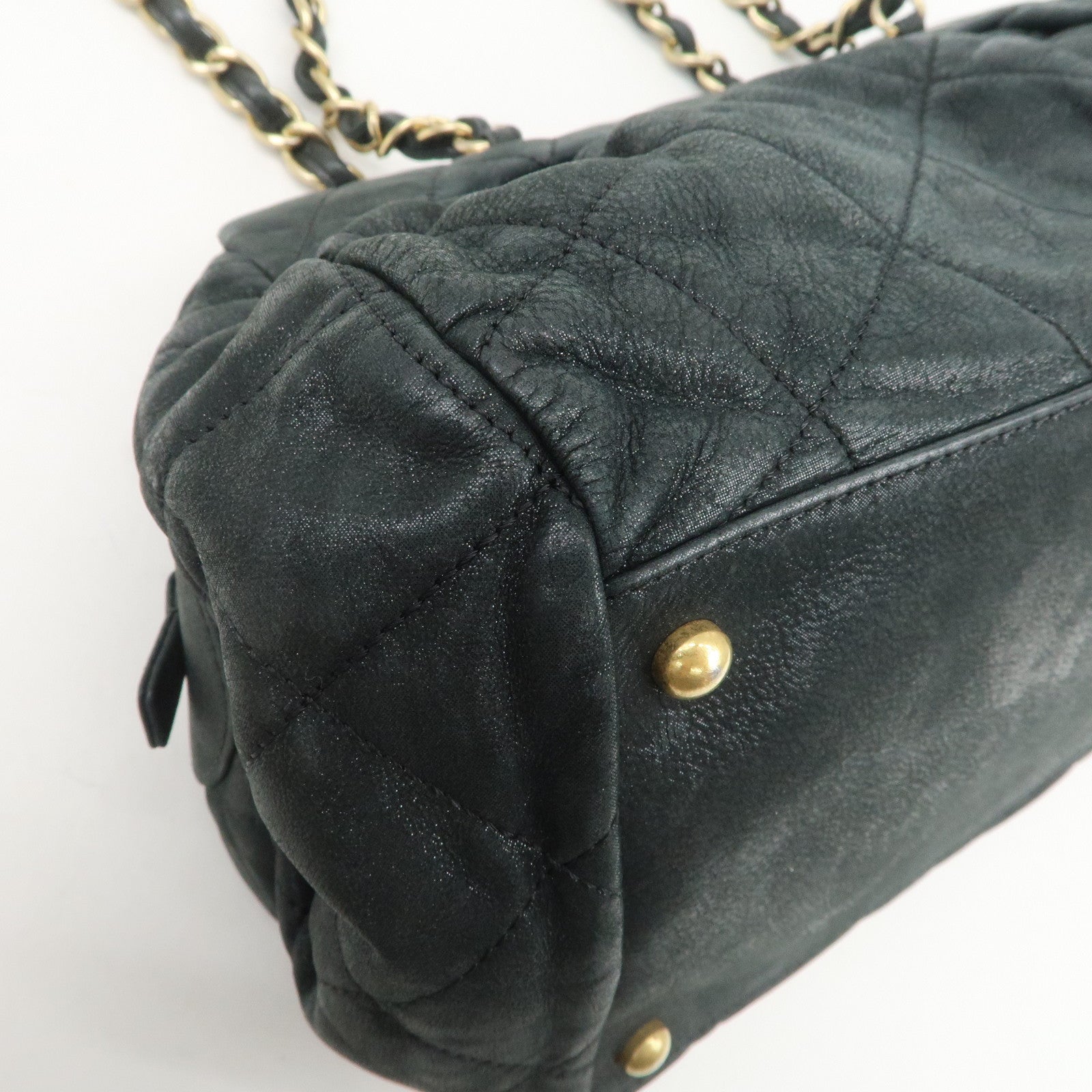 CHANEL Matelasse COCO Mark Lamb Skin Shoulder Bag Black A50475