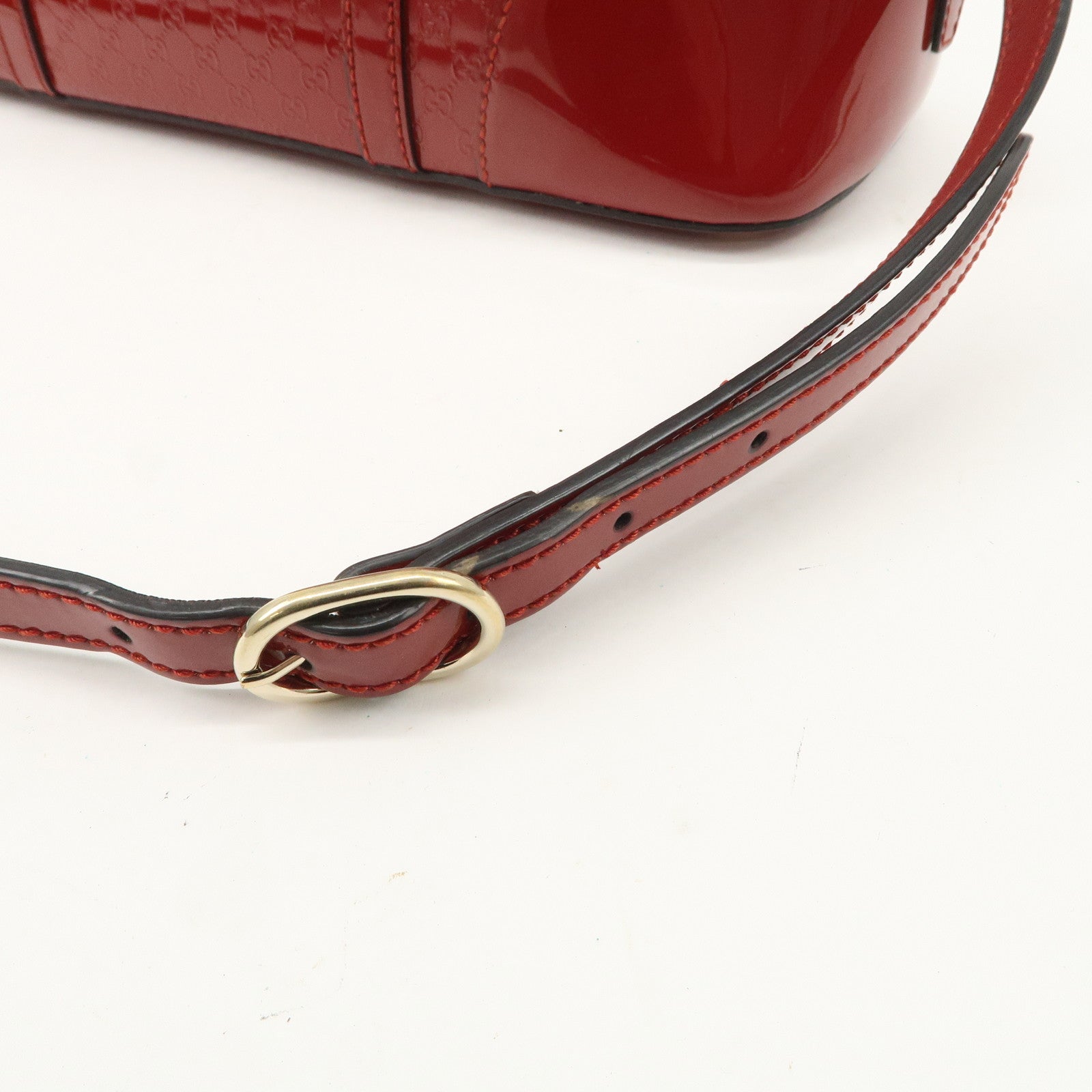 GUCCI Micro Guccissima Patent Leather 2way Hand Bag Red 309617 Used