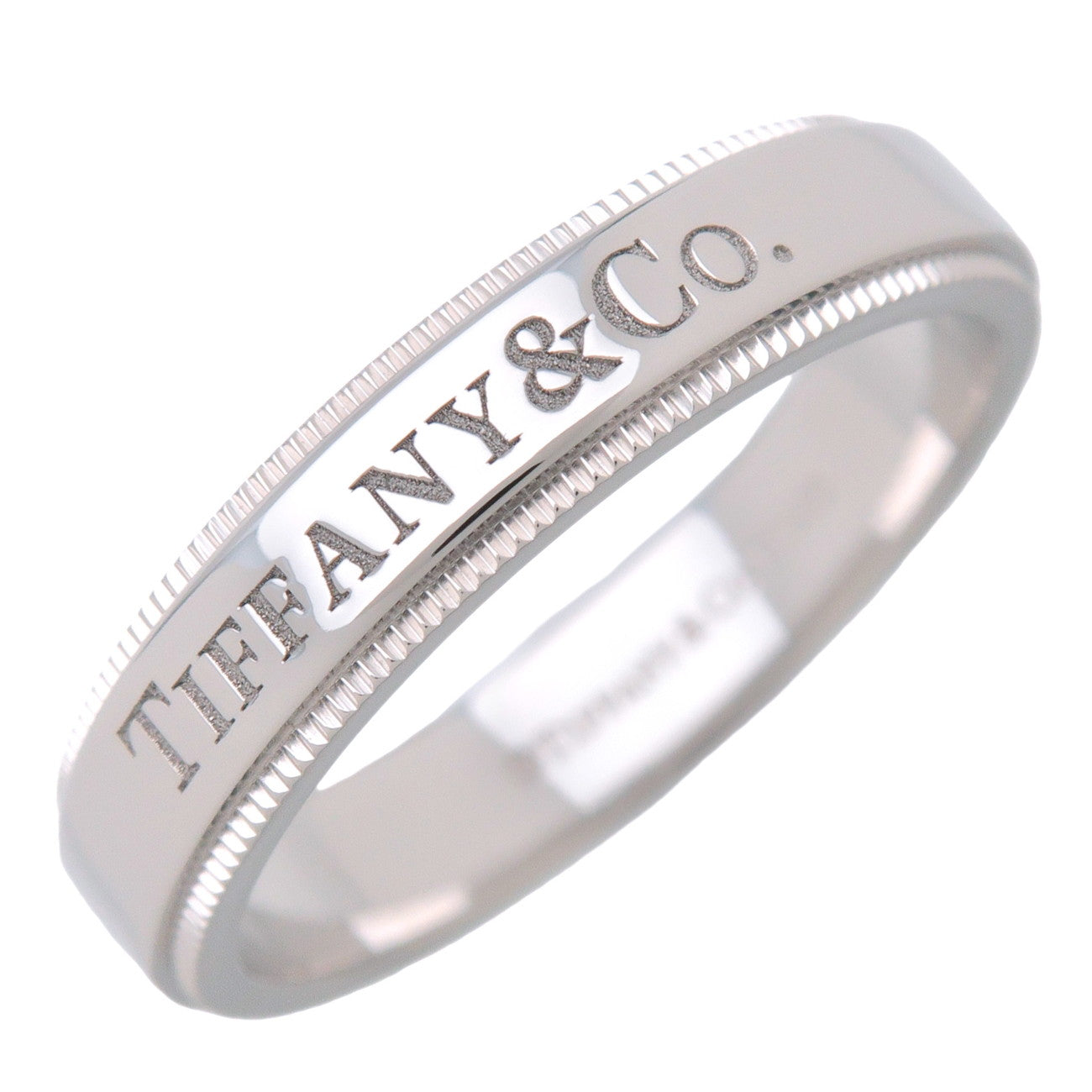 Tiffany & Co Milgrain Band Ring 4mm PT950 Platinum US7 EU54 HK15