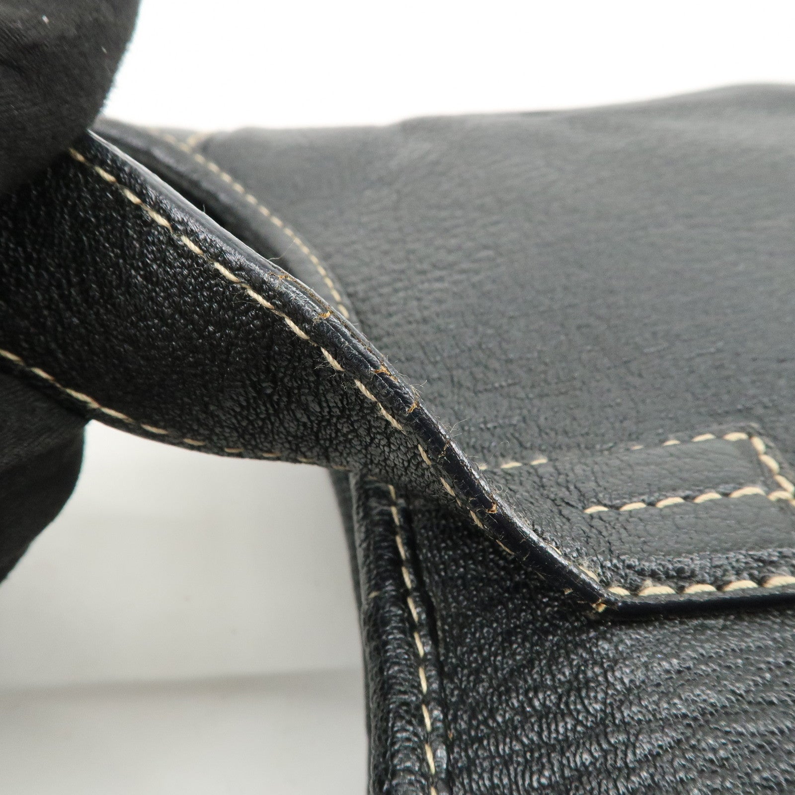 Ferragamo Logo Leather Shoulder Bag Hand Bag Black