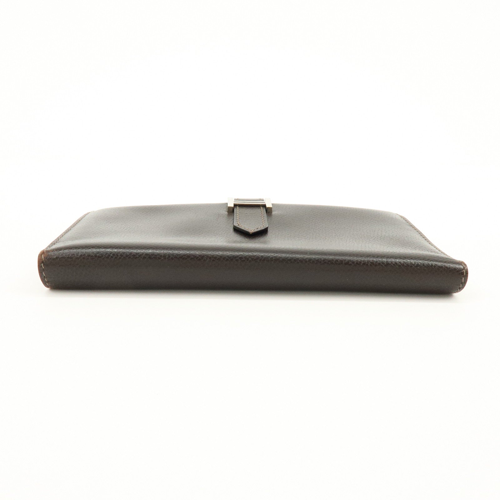 HERMES Béarn Classic Courchevel Long Wallet P Stamped Dark Brown