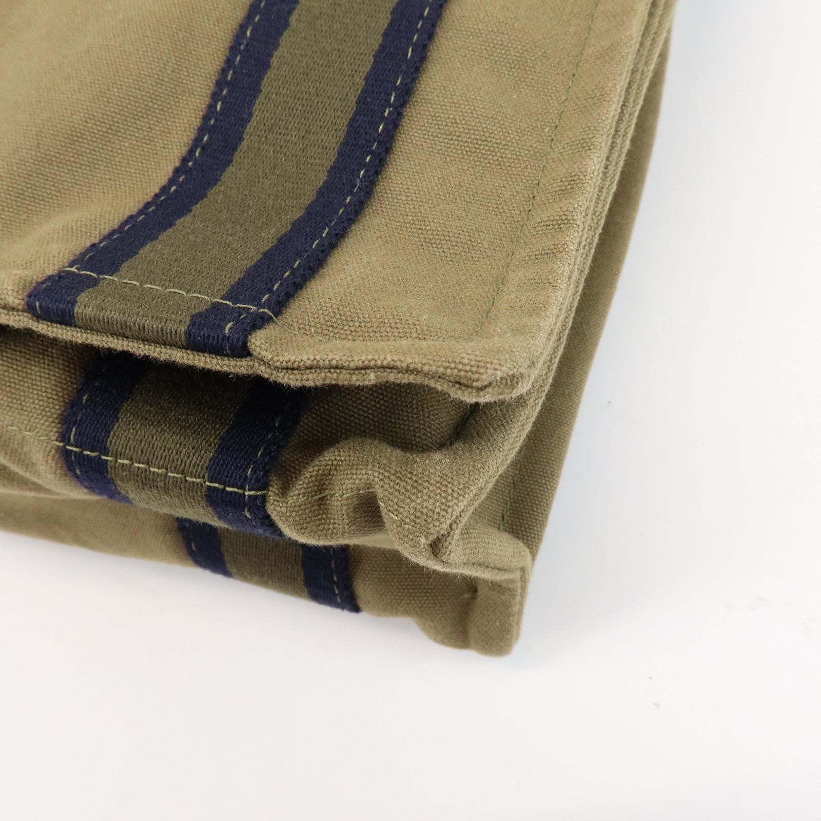 HERMES Logo Canvas Fourre Tout Bassus PM Shoulder Bag Khaki