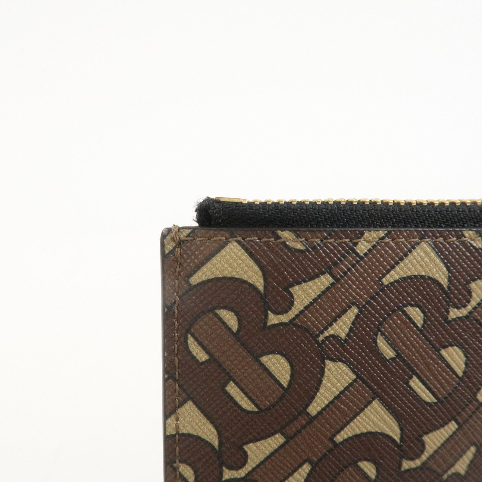 BURBERRY Monogram E Canvas Clutch Bag Pouch Brown