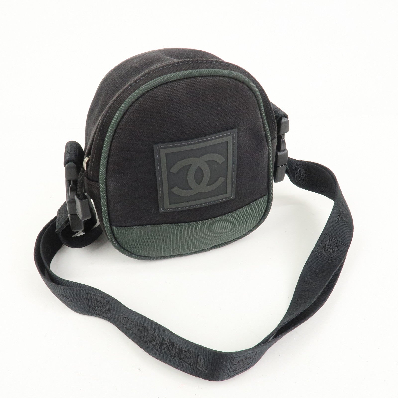 CHANEL Sport Line COCO Mark Canvas Shoulder Bag Black A23300