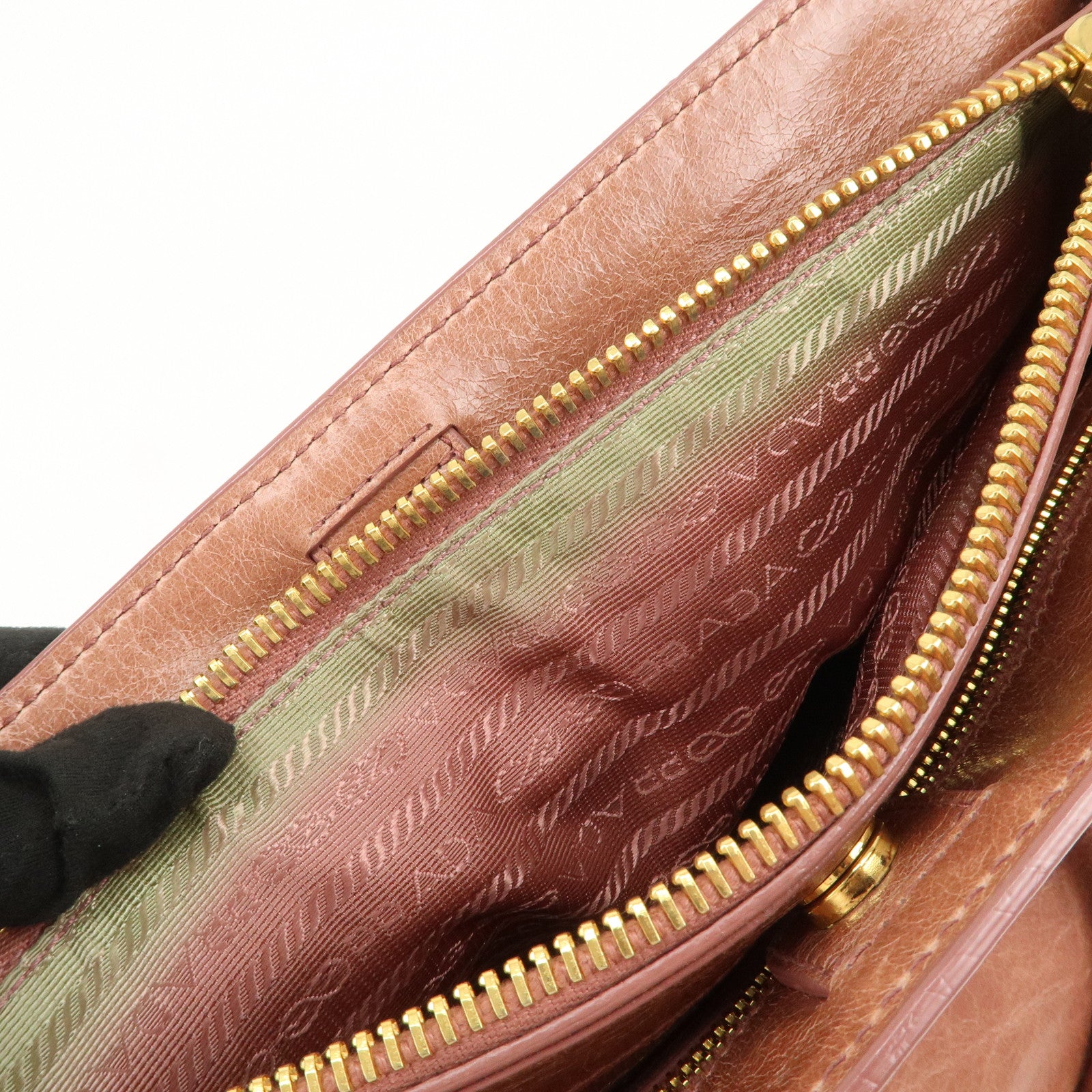 PRADA Logo Leather 2Way Bag Shoulder Bag Hand Bag Pink
