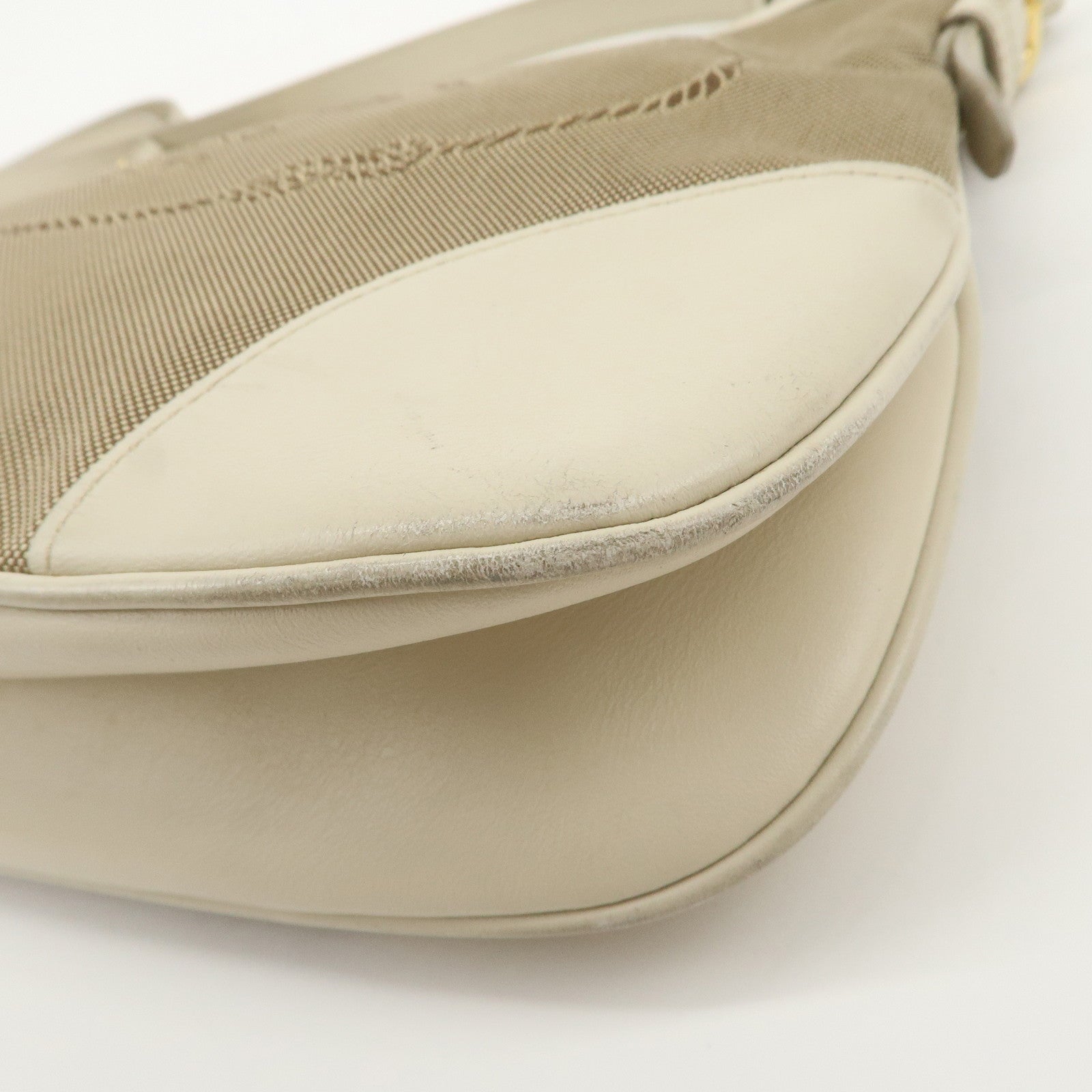PRADA Logo Jacquard Shoulder Bag Crossbody Bag Beige Ivory BT867A