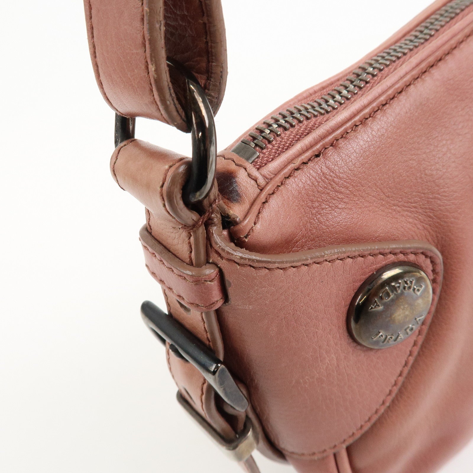 PRADA Leather Shoulder Bag Hand Bag Pink