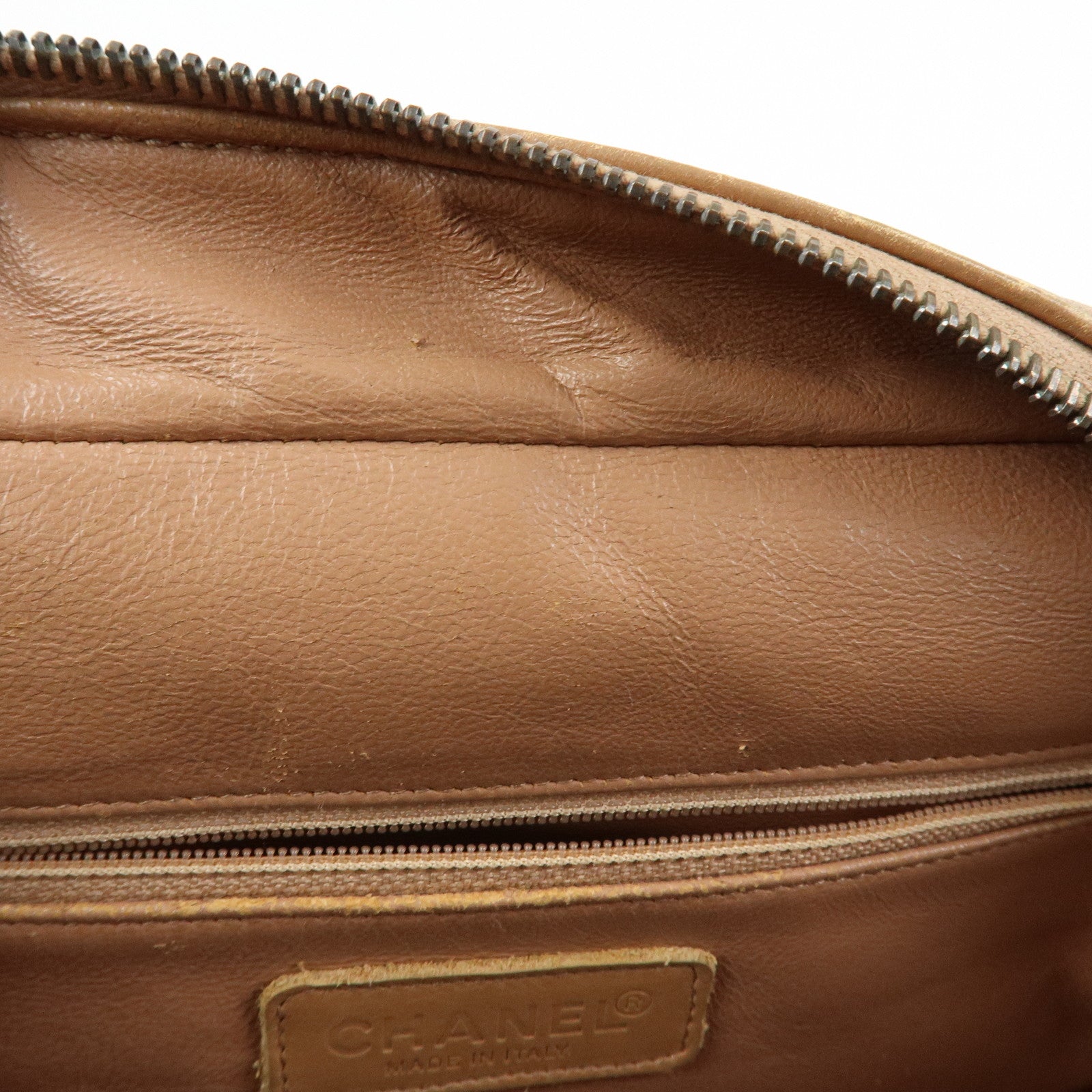 CHANEL Caviarskin Patent Leather Mini Boston Hand Bag Brown Black