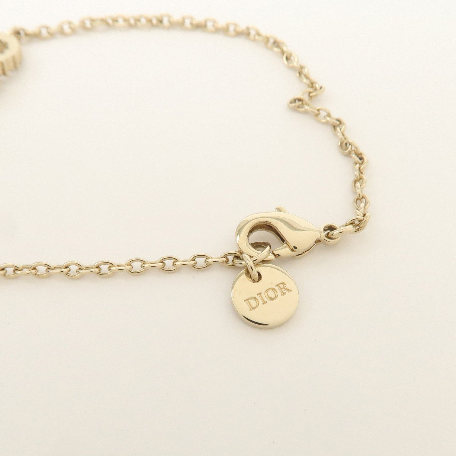 Christian Dior CD Logo Metal Rhinestone Bracelet Gold