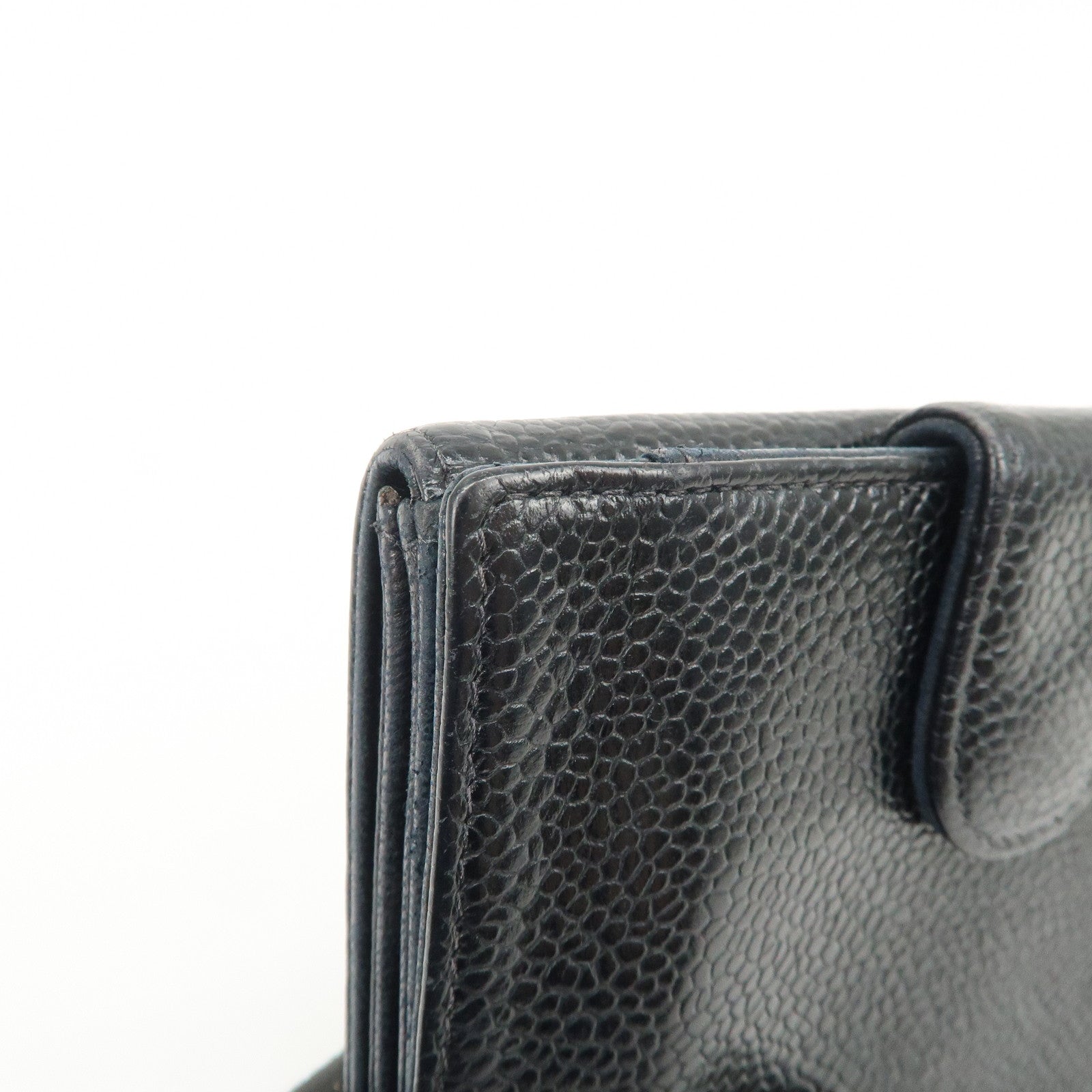 CHANEL COCO Mark Caviarskin Double Hook Wallet Black A13496