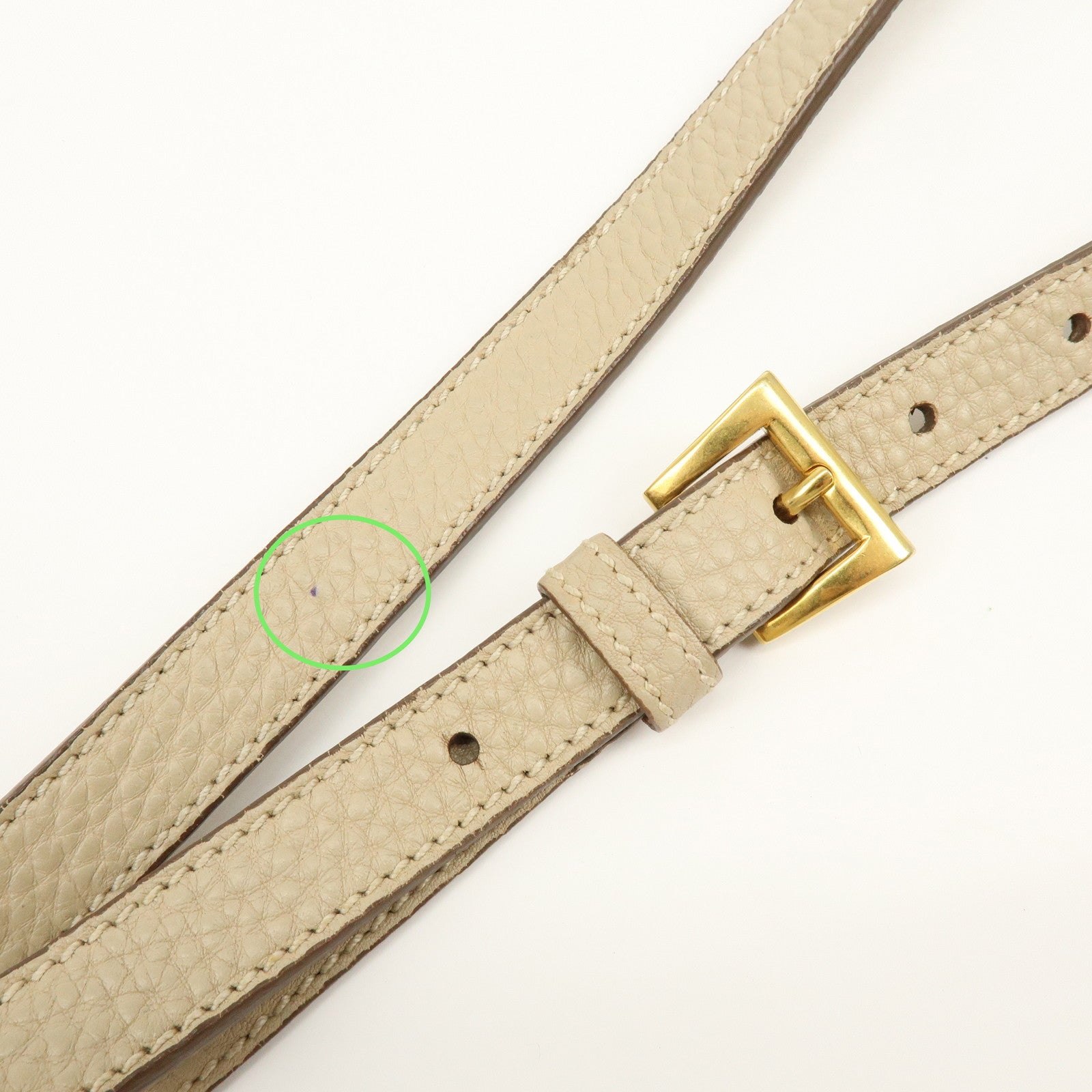 PRADA Triangle Logo Leather 2Way Hand Shoulder Bag Beige BN2795