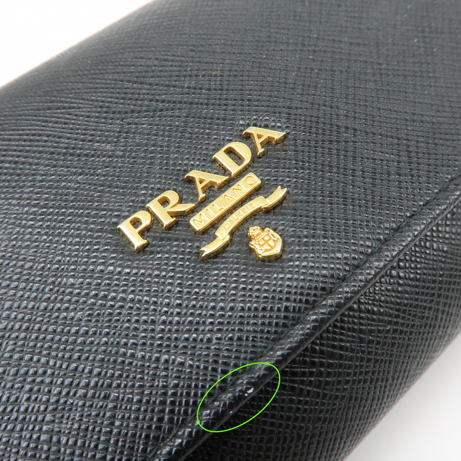 PRADA Saffiano Leather Flap Bi-Fold Long Wallet Black 1MH132