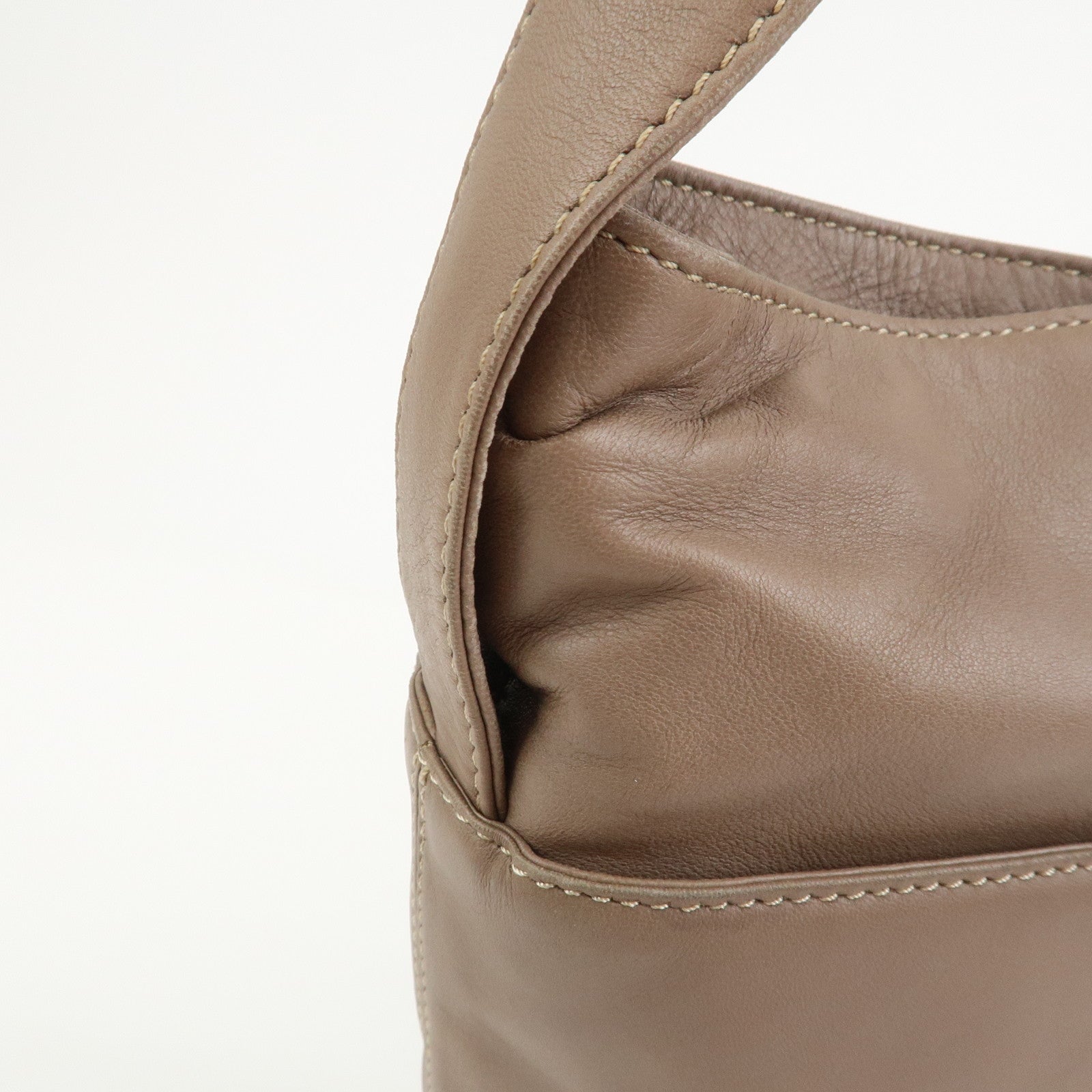 CELINE Logo Leather Shoulder Bag Crossbody Bag Greige