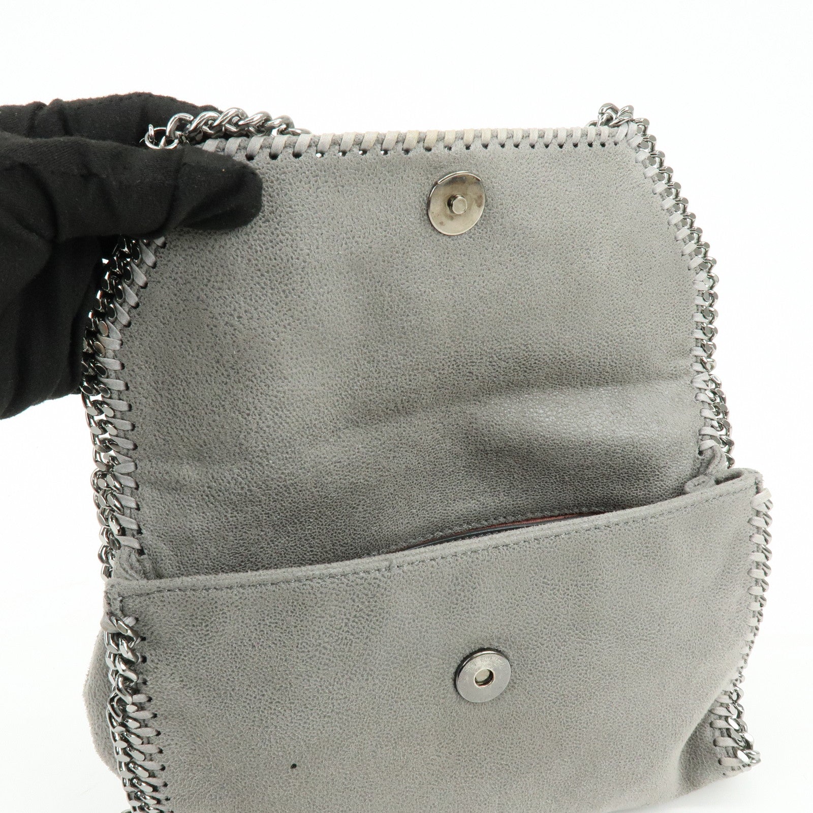 STELLA MCCARTNEY Falabella Faux Leather Shoulder Bag Gray 364519
