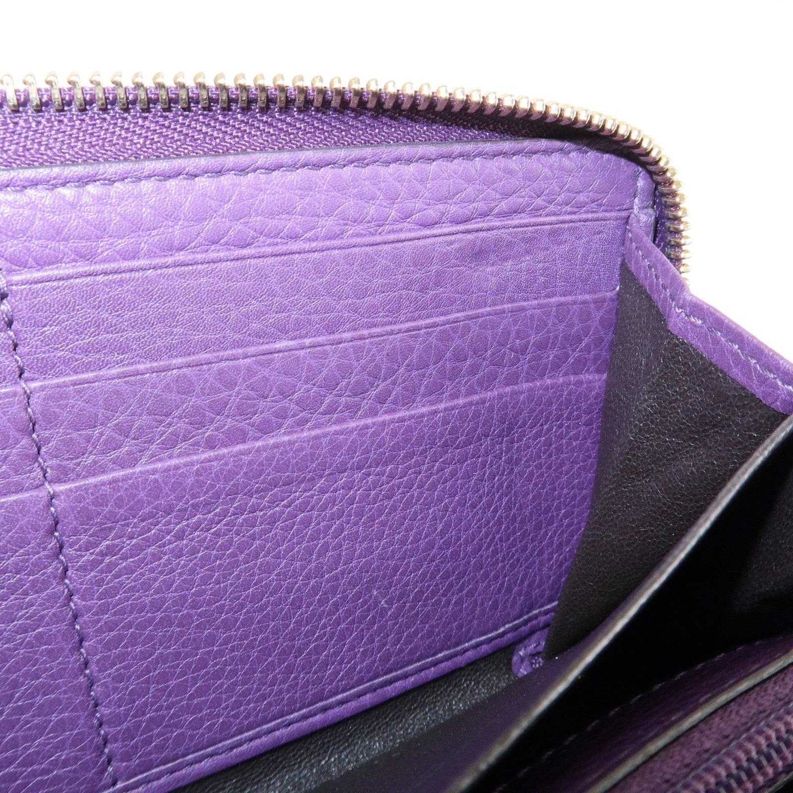 GUCCI SOHO Leather Zip Around Long Wallet Purple Used