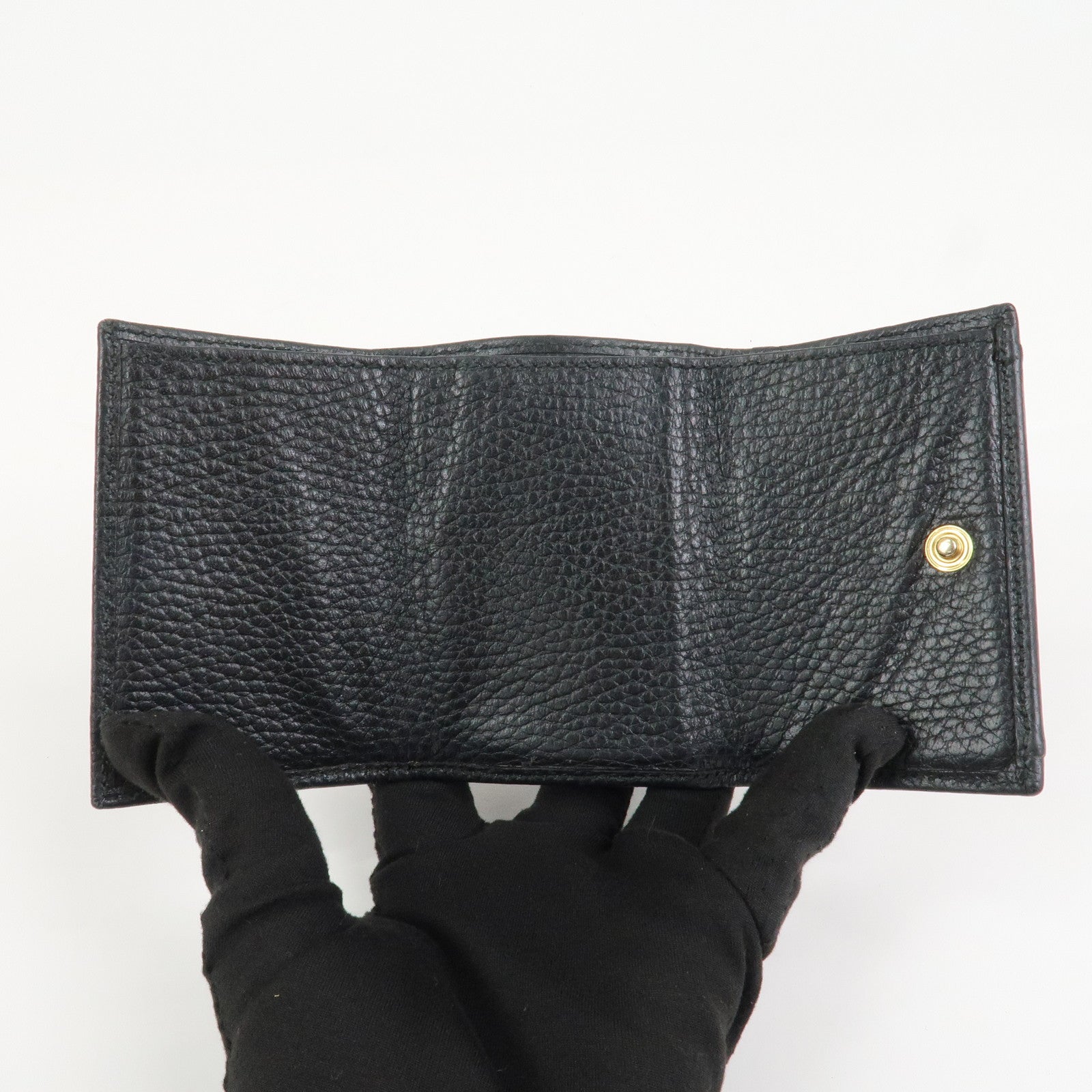 GUCCI GG Marmont Leather Tri-fold Compact Wallet Black 523277