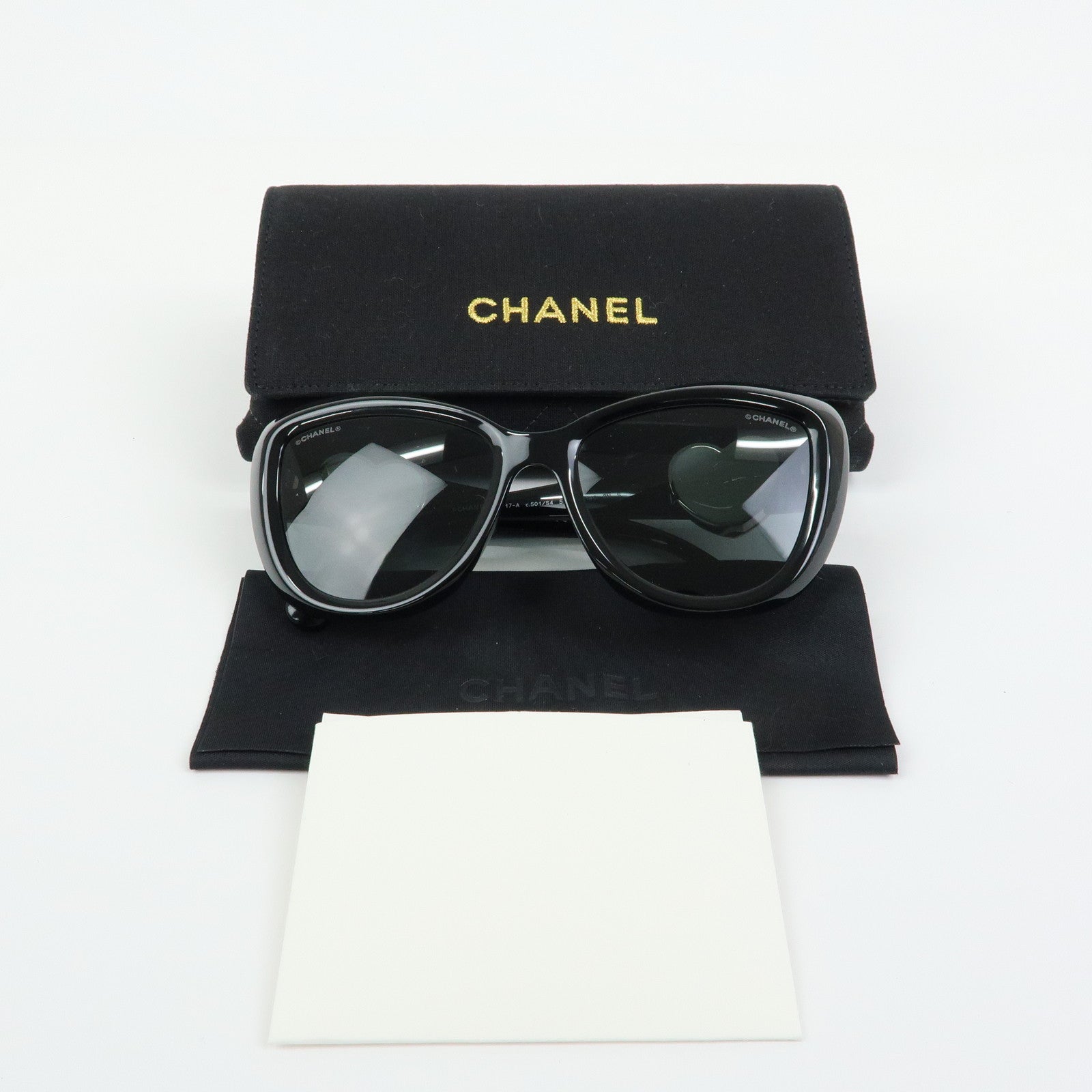 CHANEL COCO Mark Plastic Sunglasses 54▢18 140 3N S Black 5517A