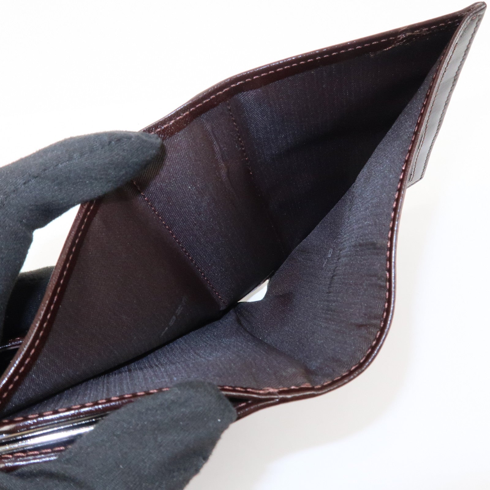 FENDI Zucca Canvas Leather Bi-fold Compact Wallet Brown Black