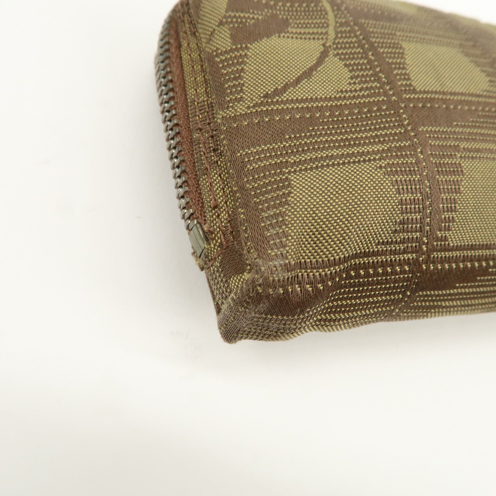 CHANEL New Travel Line Nylon Jacquard Cosmetic Pouch Khaki