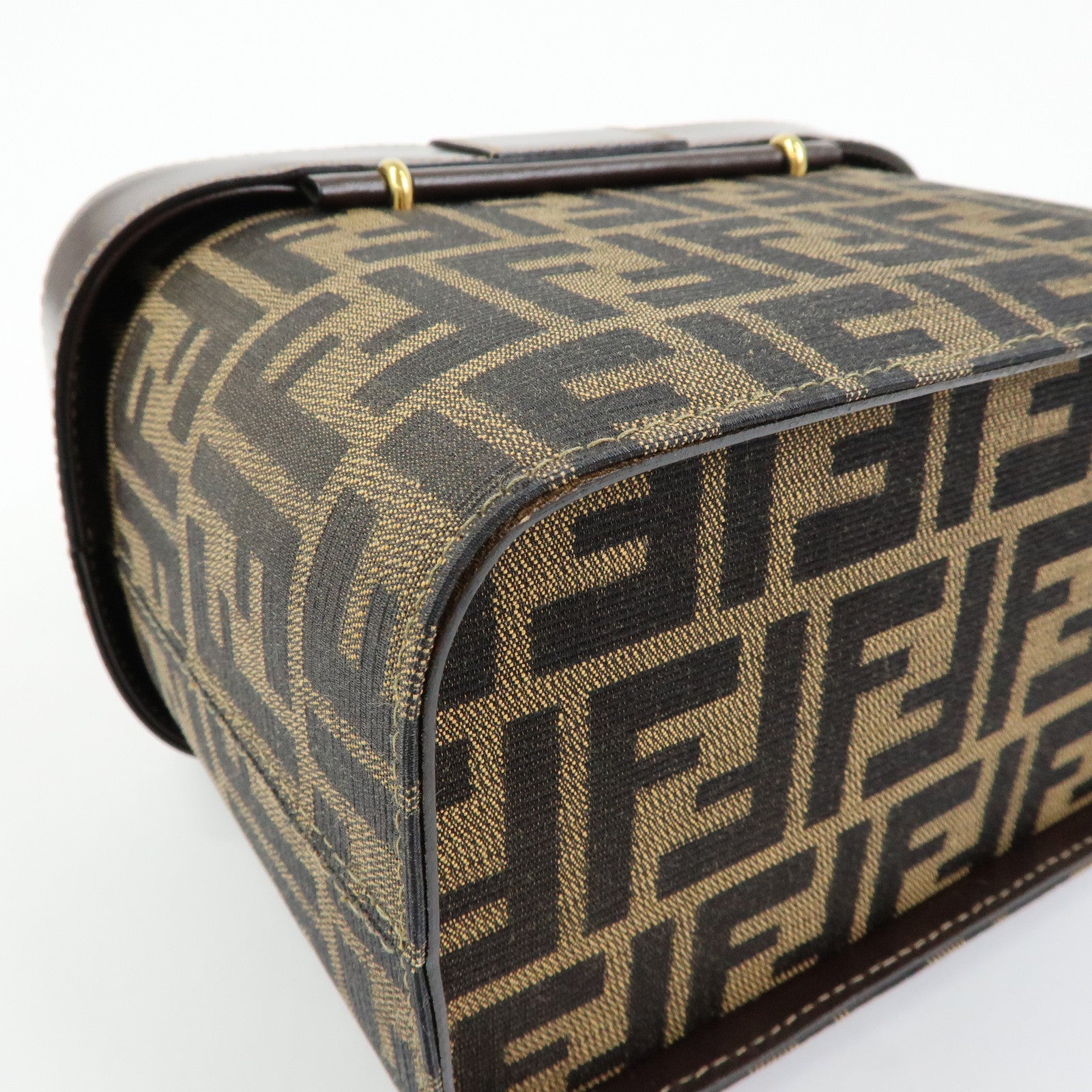 FENDI Zucca Canvas Leather 2Way Bag Hand Bag Shoulder Bag 914931