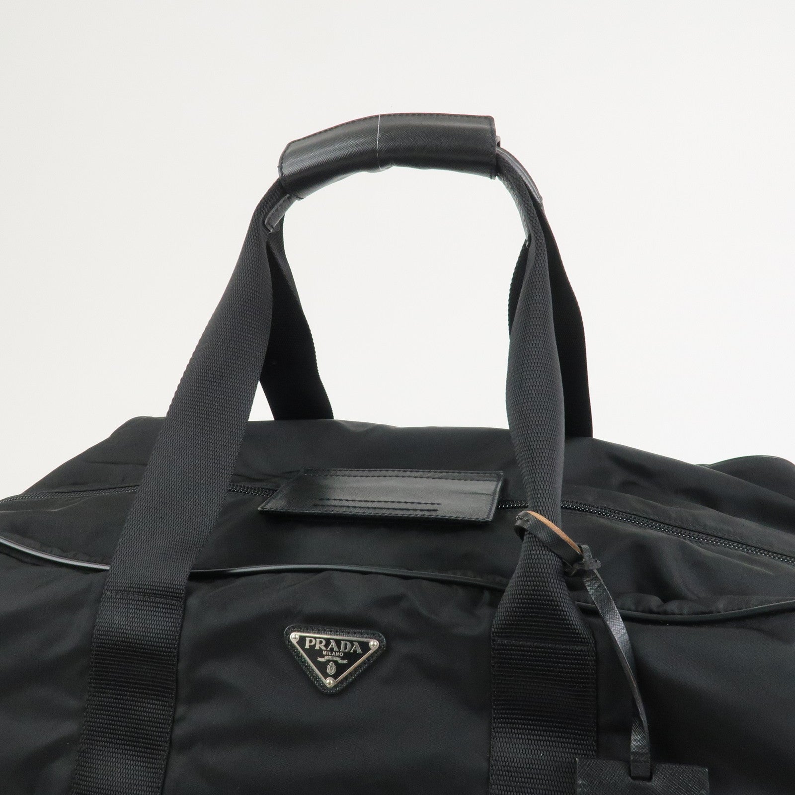 PRADA Nylon Saffiano Leather 2WAY Bag Boston Bag Black VS001S