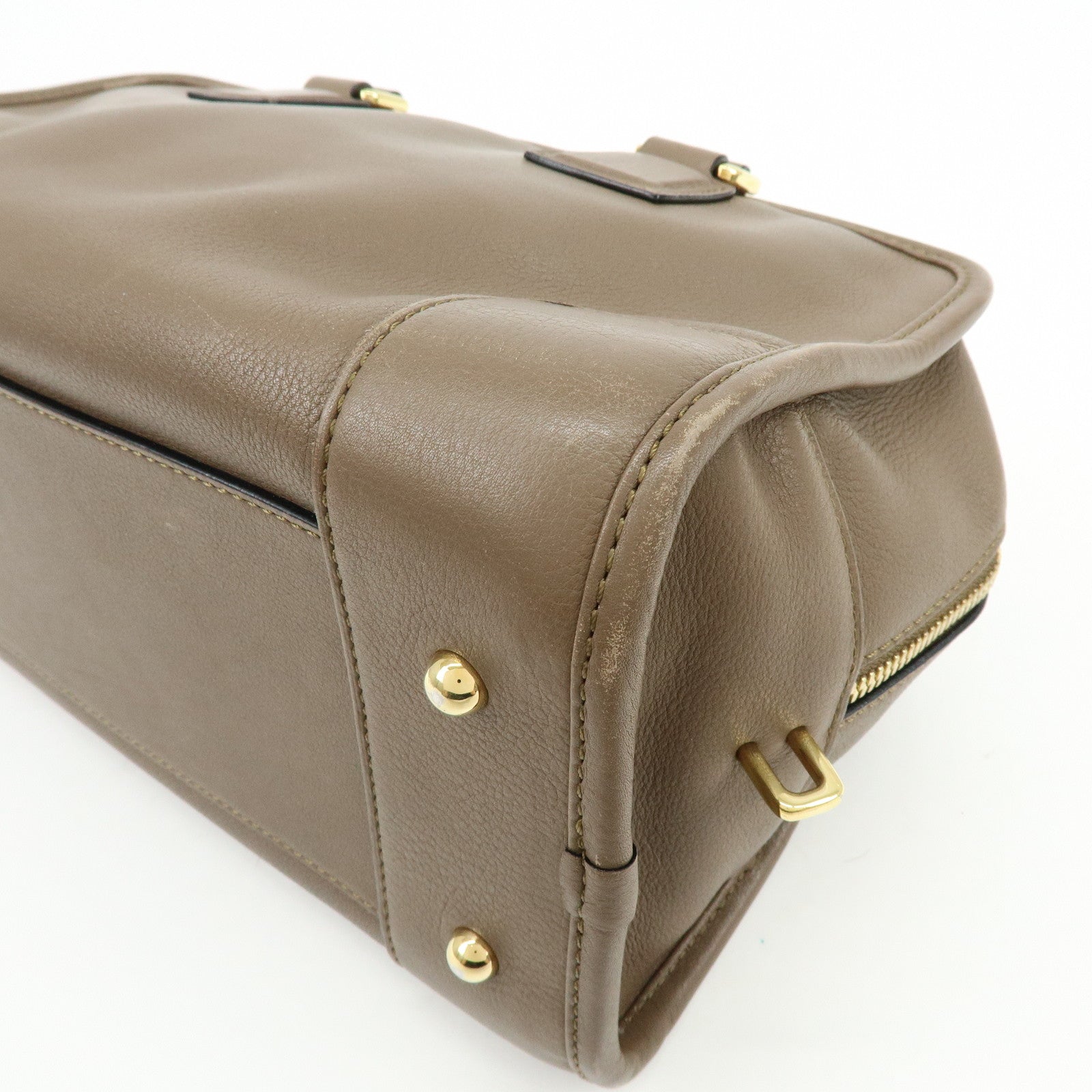 LOEWE Anagram Amazona 28 Leather Hand Bag Boston Bag Brown