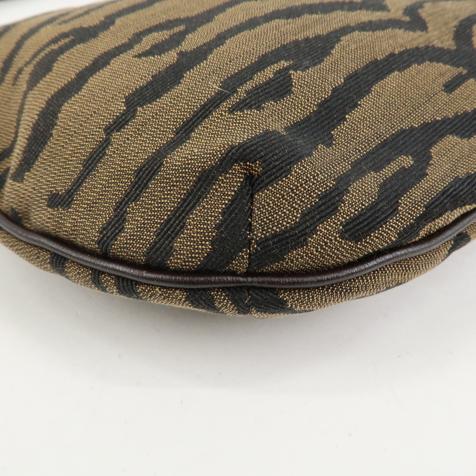 FENDI Canvas Leather Shoulder Bag Hand Bag Zebra Motif 8BR279