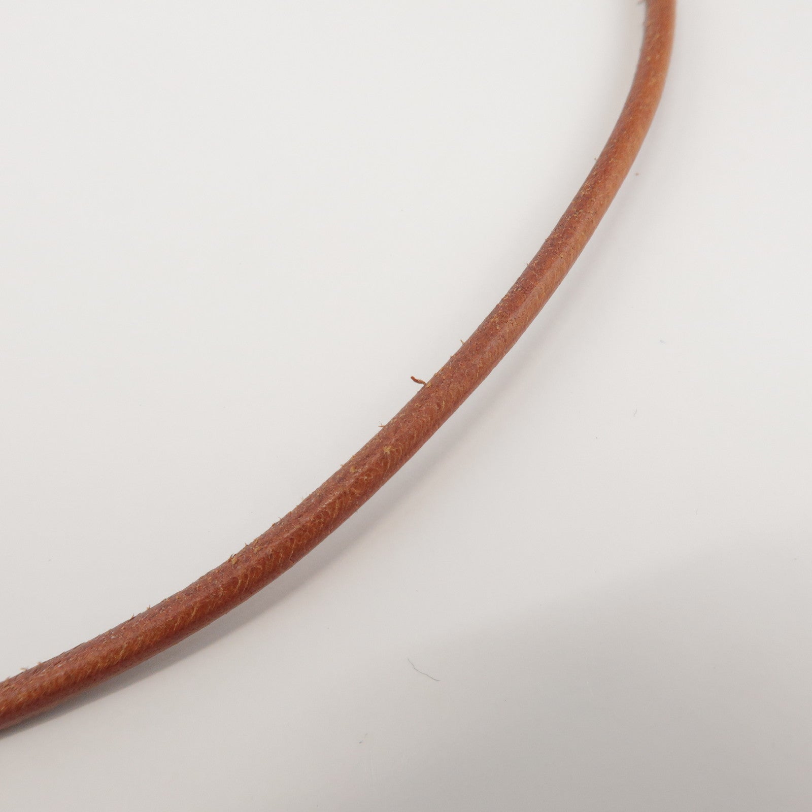 HERMES Jumbo Choker Leather Metal Bracelet Brown Silver