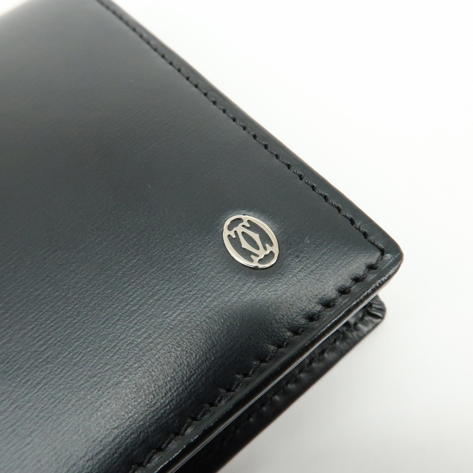 Cartier Pasha Leather Bi-fold Long Wallet Continental Wallet Black