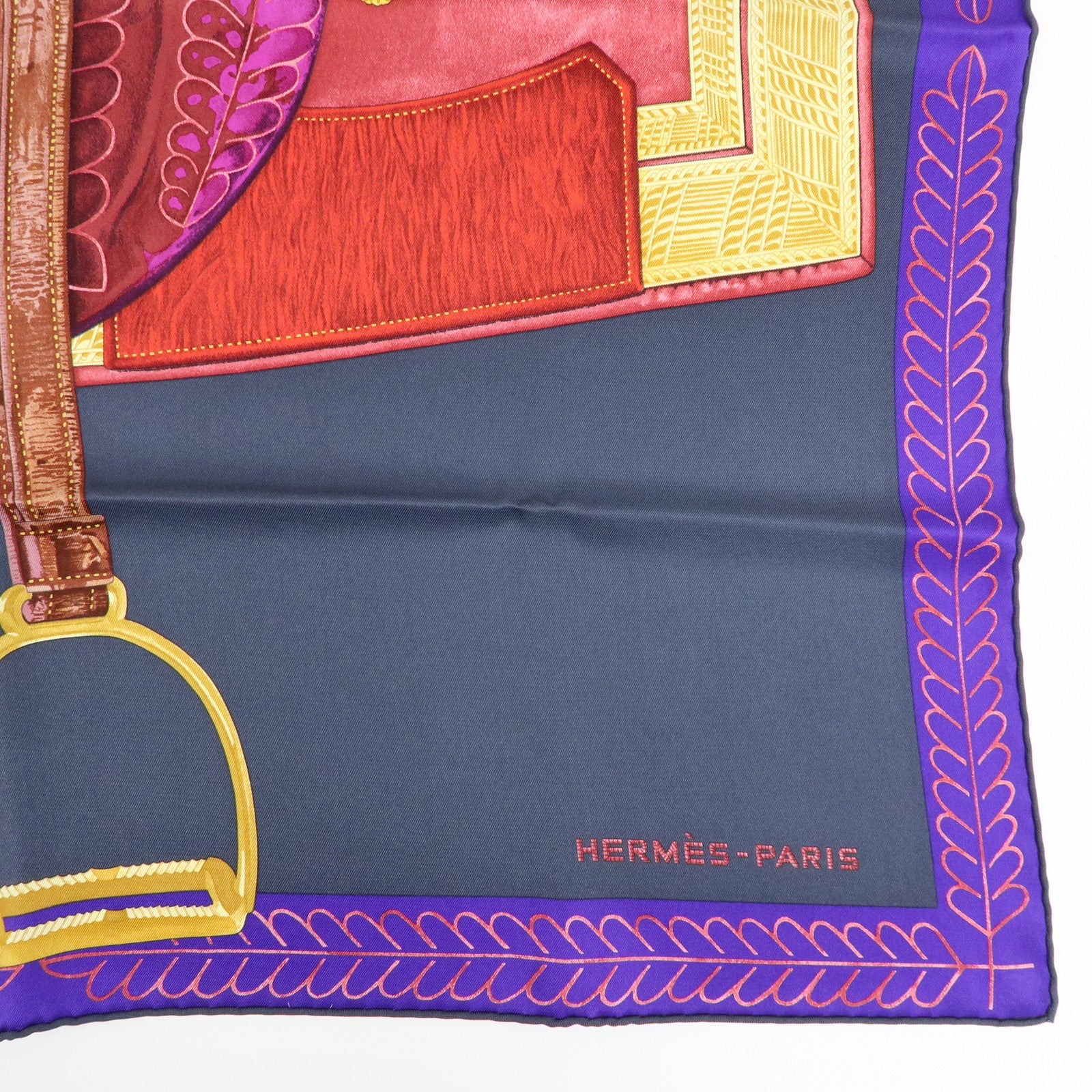HERMES Carre 65 Set of 2 Silk 100% Scarf Black Purple Blue