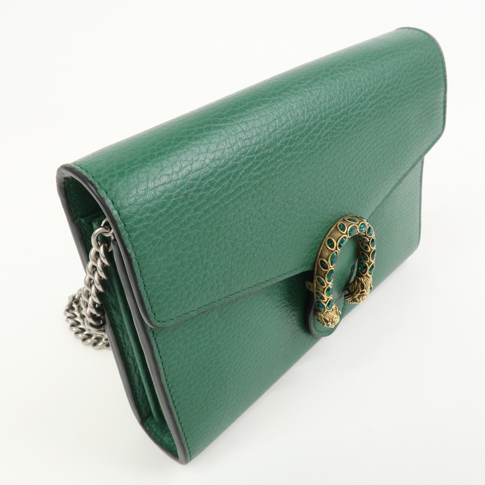 GUCCI Dionysus Leather Chain Shoulder Bag Green 401231