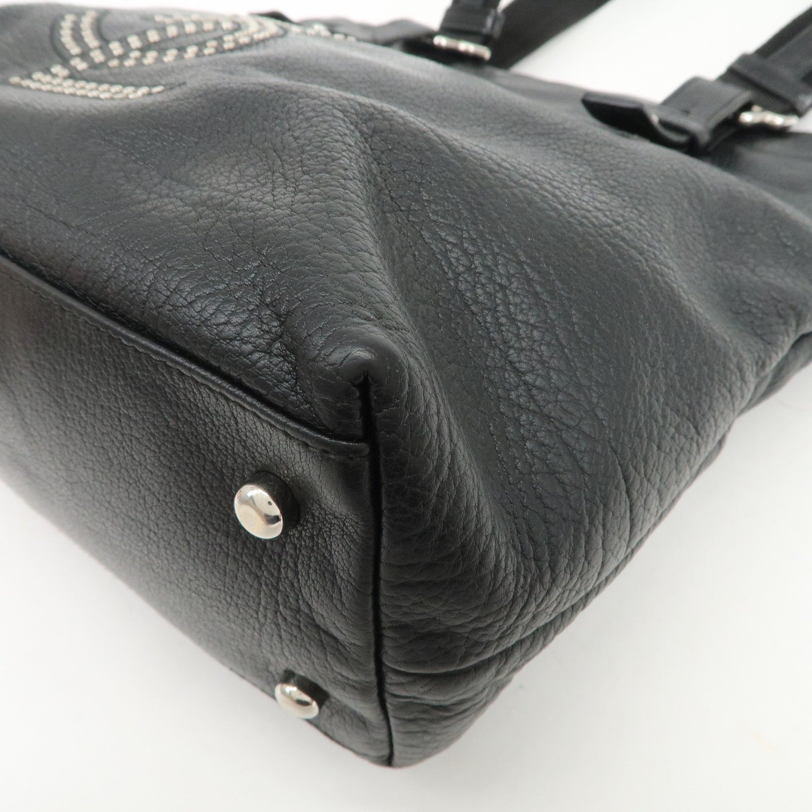 SAINT LAURENT PARIS Leather Canvas Tote Bag Hand Bag Shoulder Bag