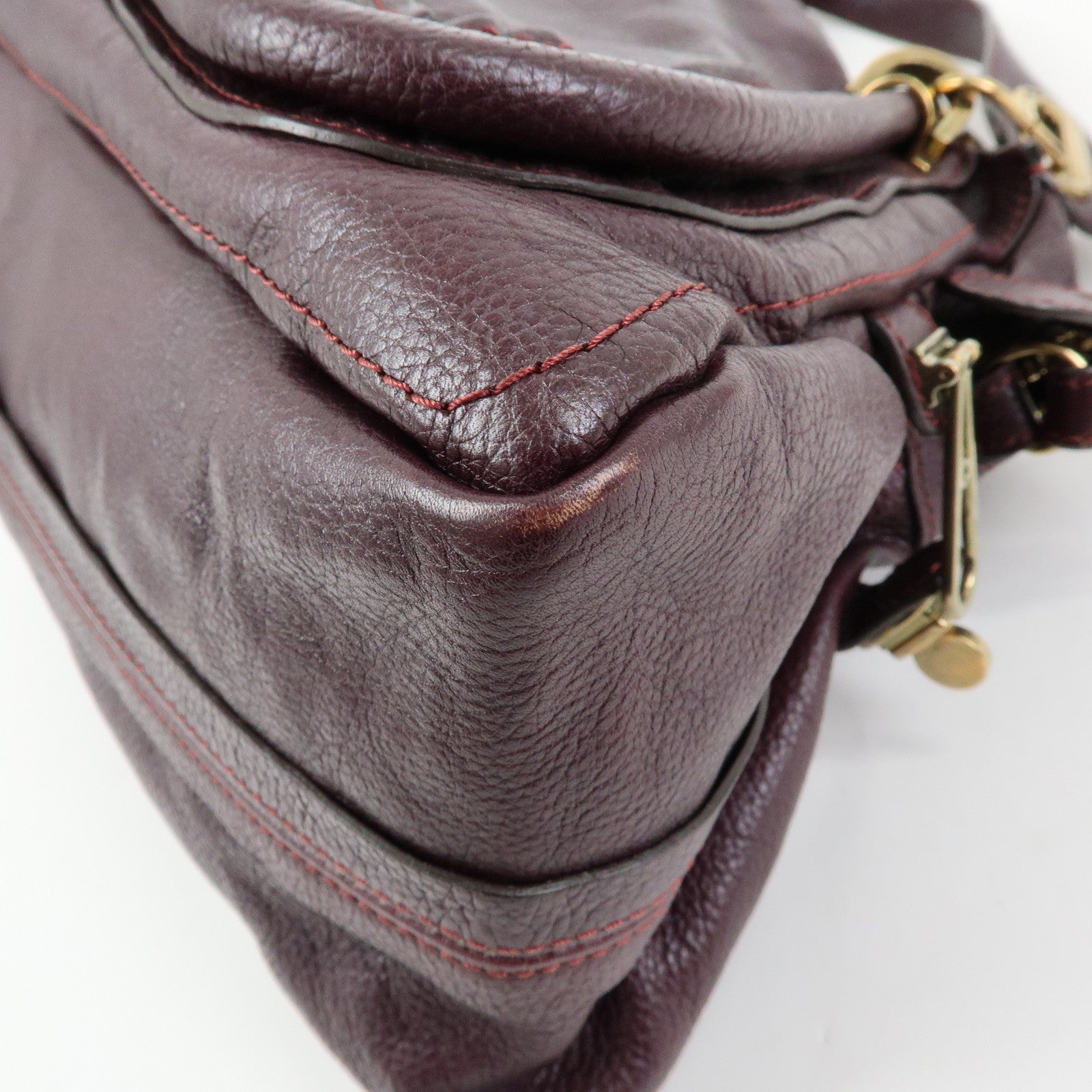 Chloe Paraty Leather 2Way Bag Shoulder Bag Hand Bag Purple