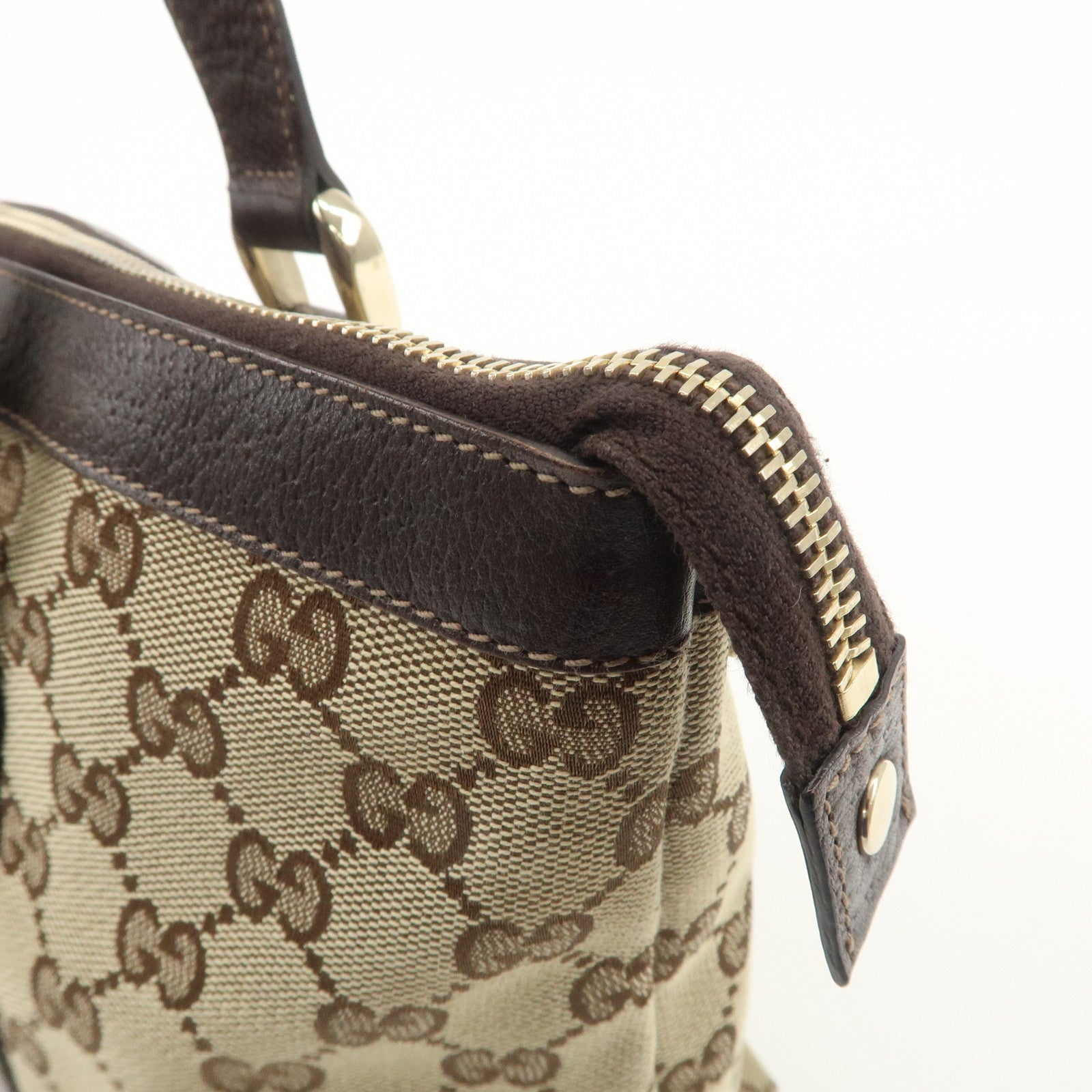 GUCCI Abbey GG Canvas Leather Shoulder Hand Bag Beige Brown 141470 Used