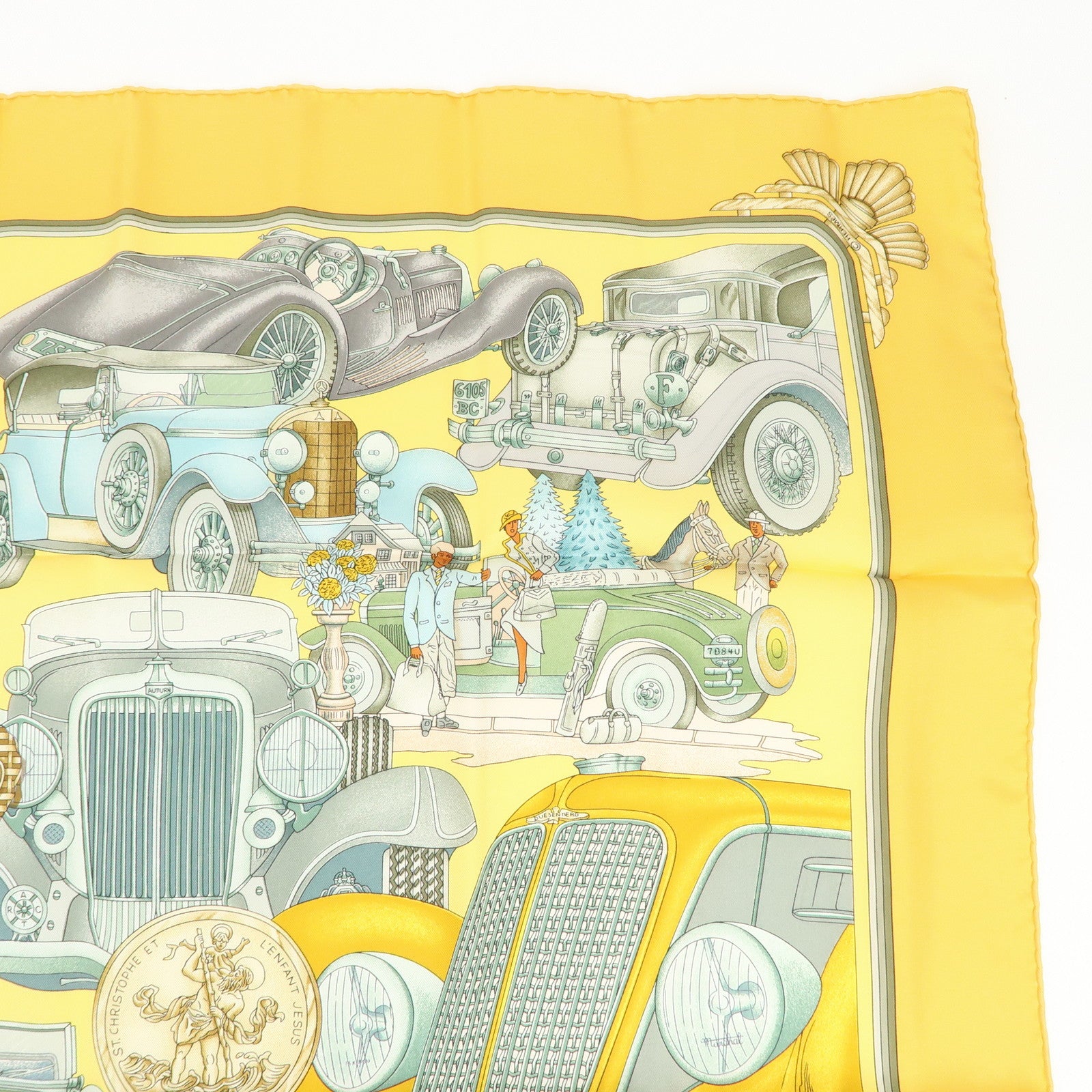 HERMES Carre 90 Silk 100% Scarf Automobile Yellow