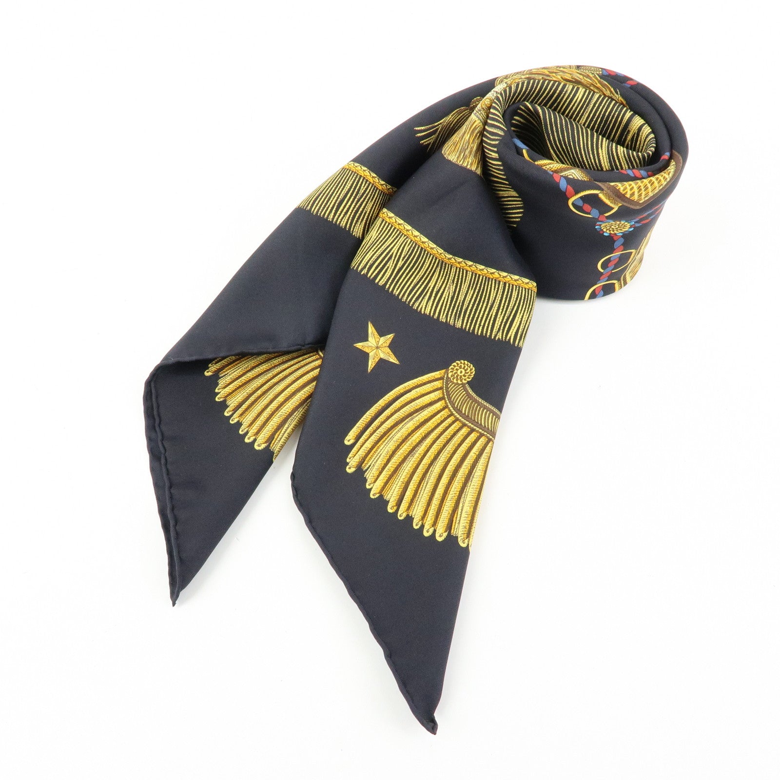 HERMES Carre 90 Silk 100% Scarf Poste et Cavalerie Navy