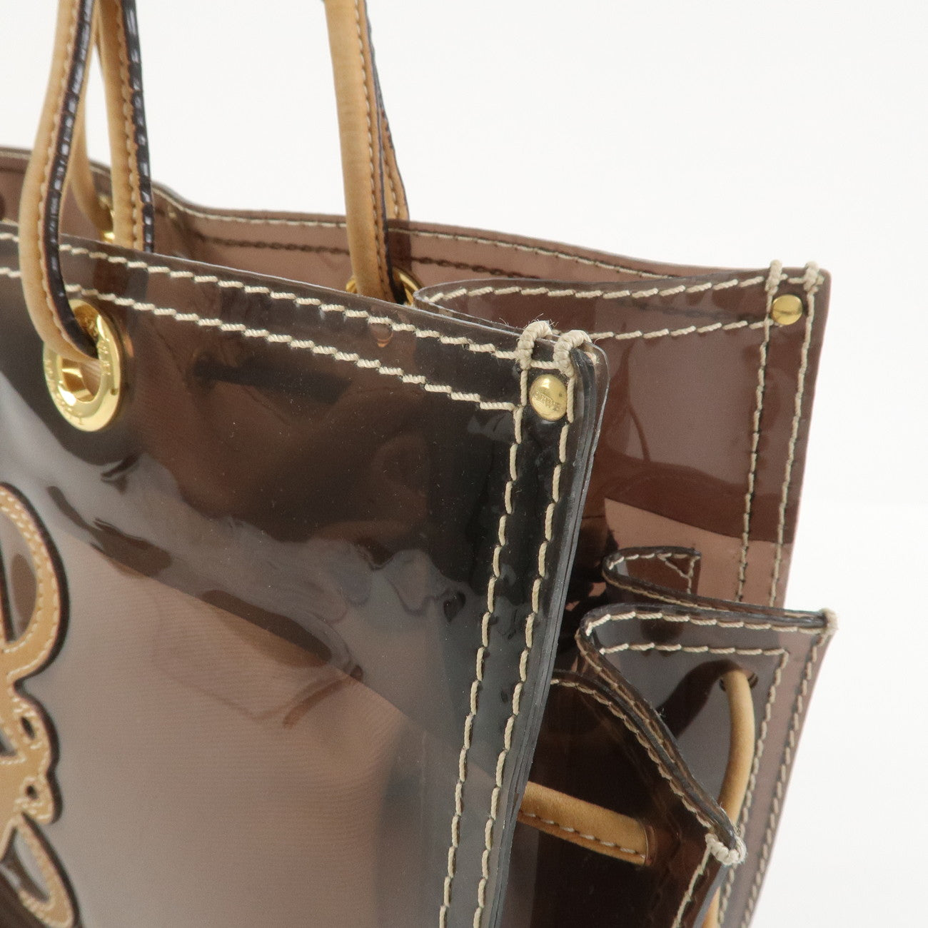 LOEWE Anagram PVC Leather Tote Bag Shoulder Bag Brown