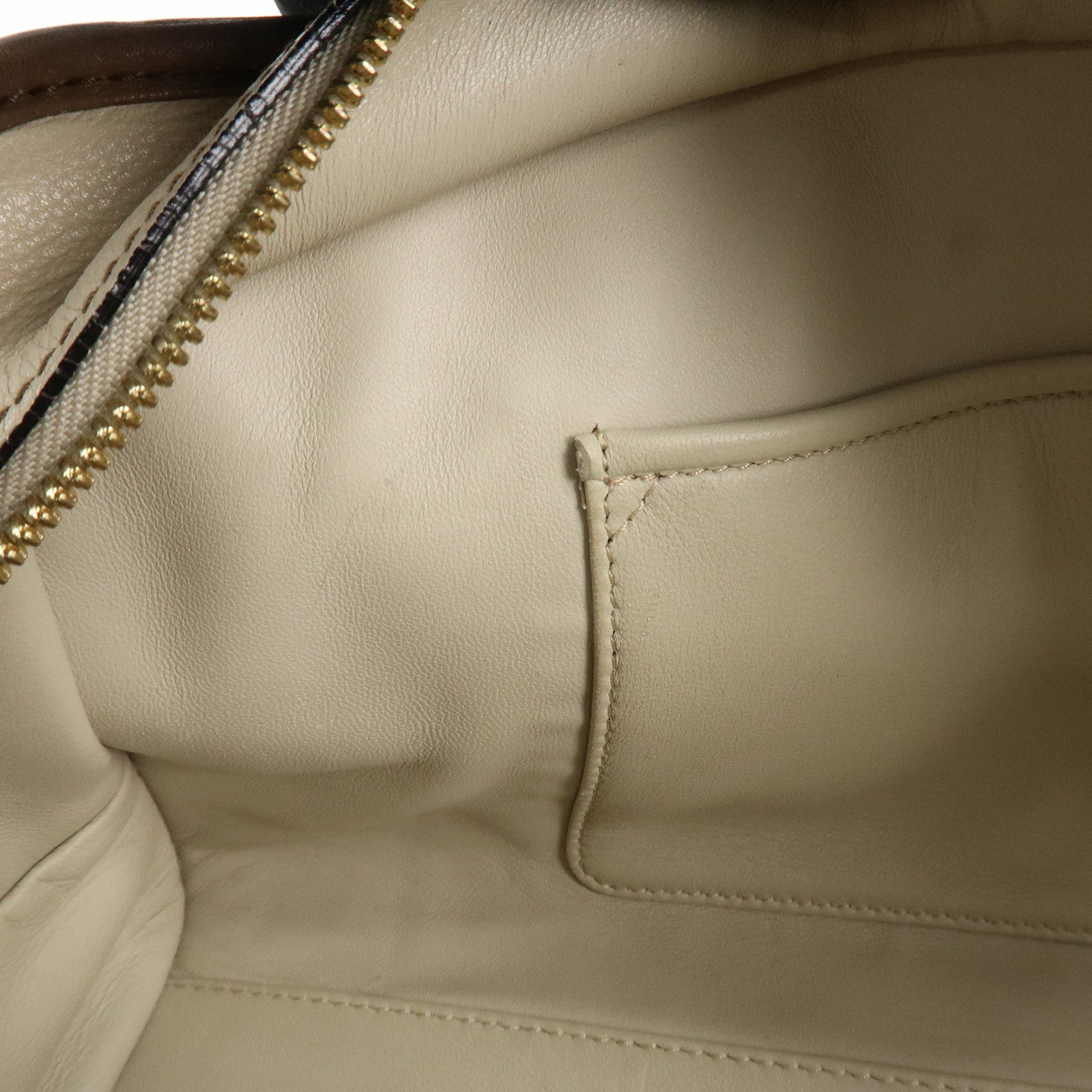 LOEWE Anagram Amazona 28 Leather Hand Bag Brown Ivory Bordeaux Used