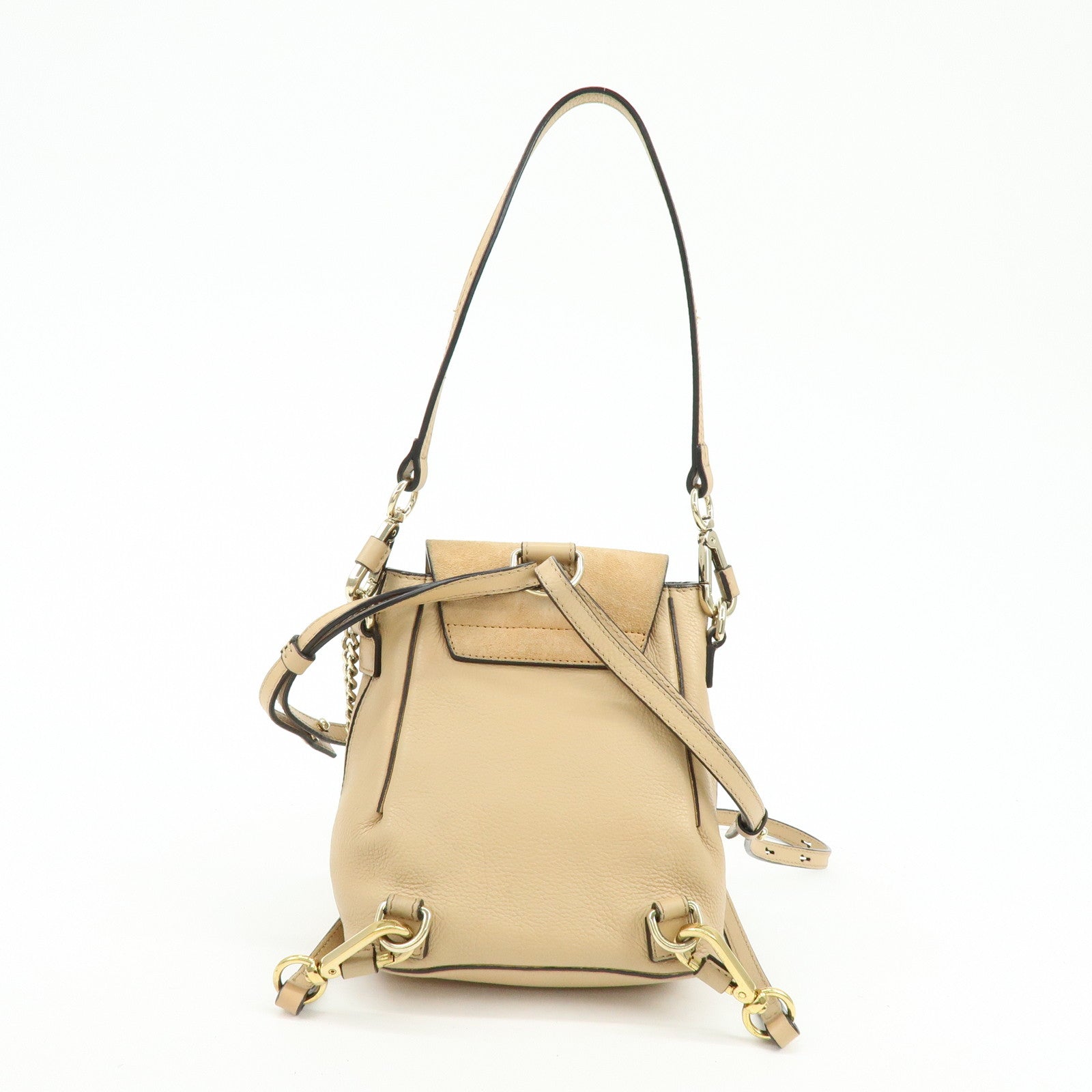 Chloe Faye Suede Leather 2Way Bag Backpack Hand Bag Beige