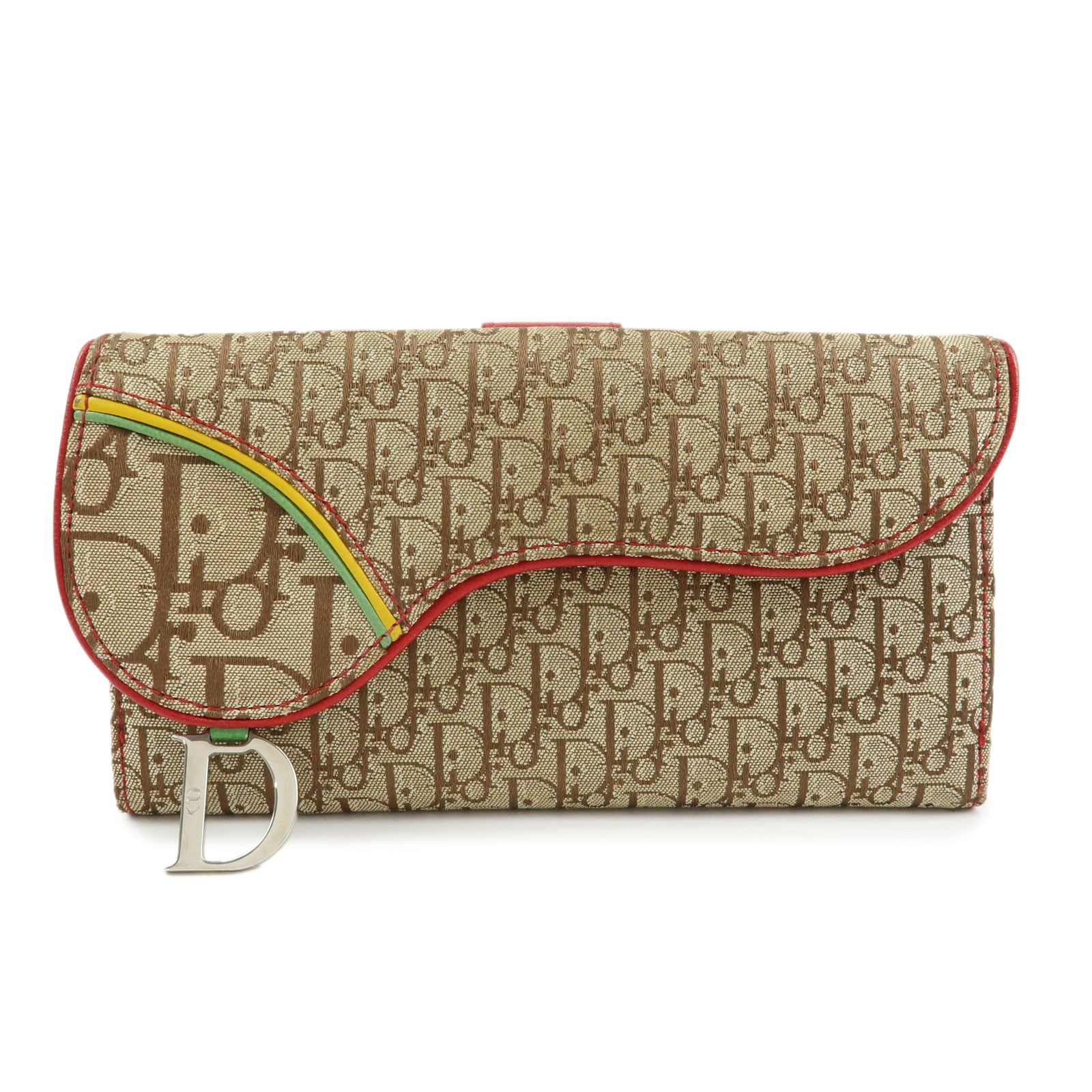 Christian Dior Rasta Trotter Canvas Leather Saddle Long Wallet