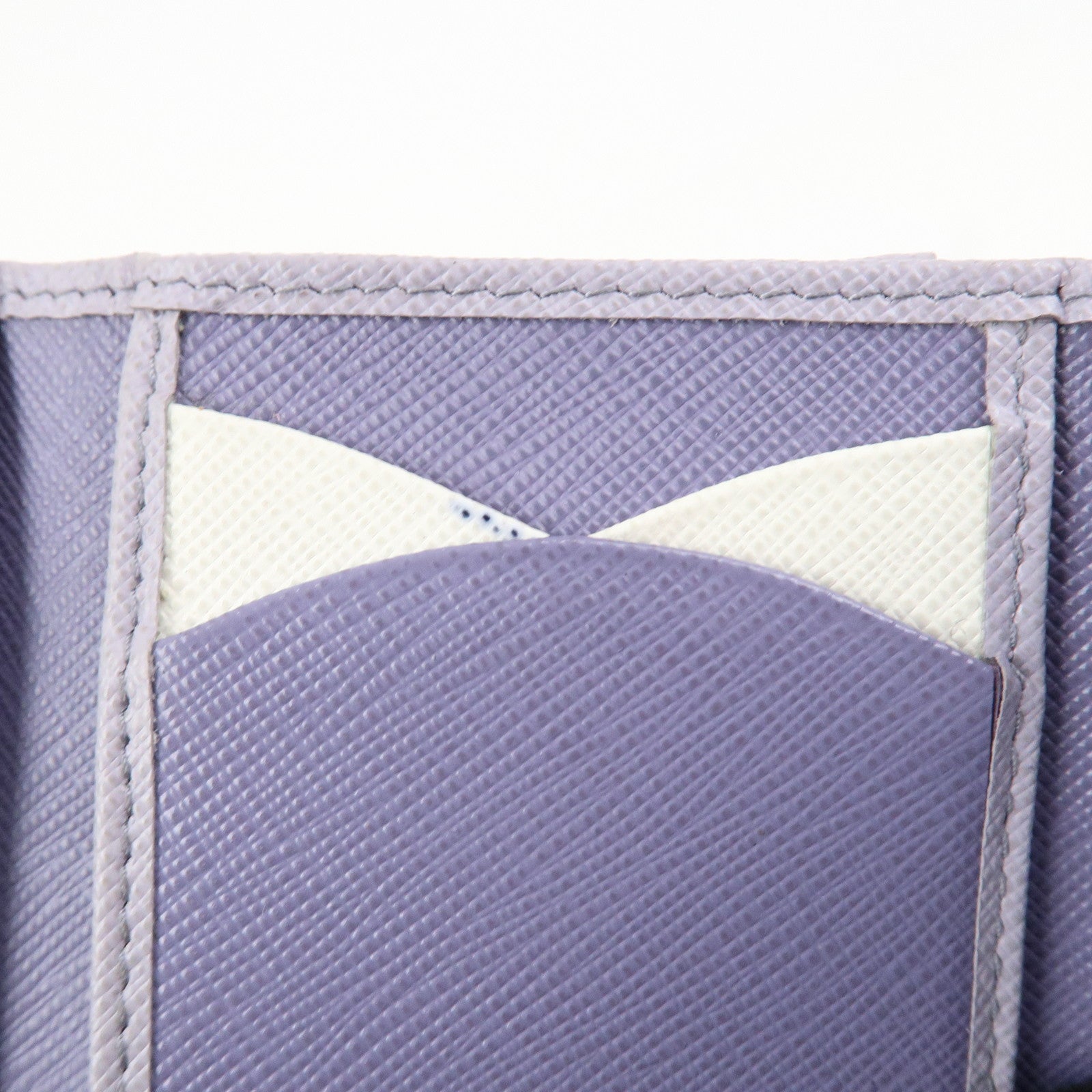PRADA Saffiano Leather Tri-fold Compact Wallet Light Purple 1MH043