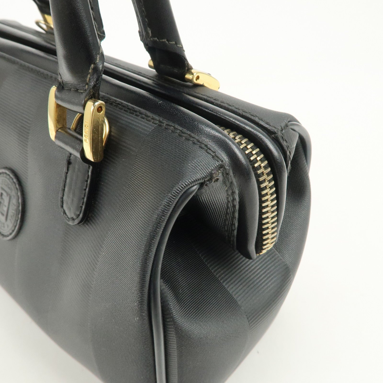 FENDI Pequin PVC Canvas Leather 2Way Boston Bag 259022
