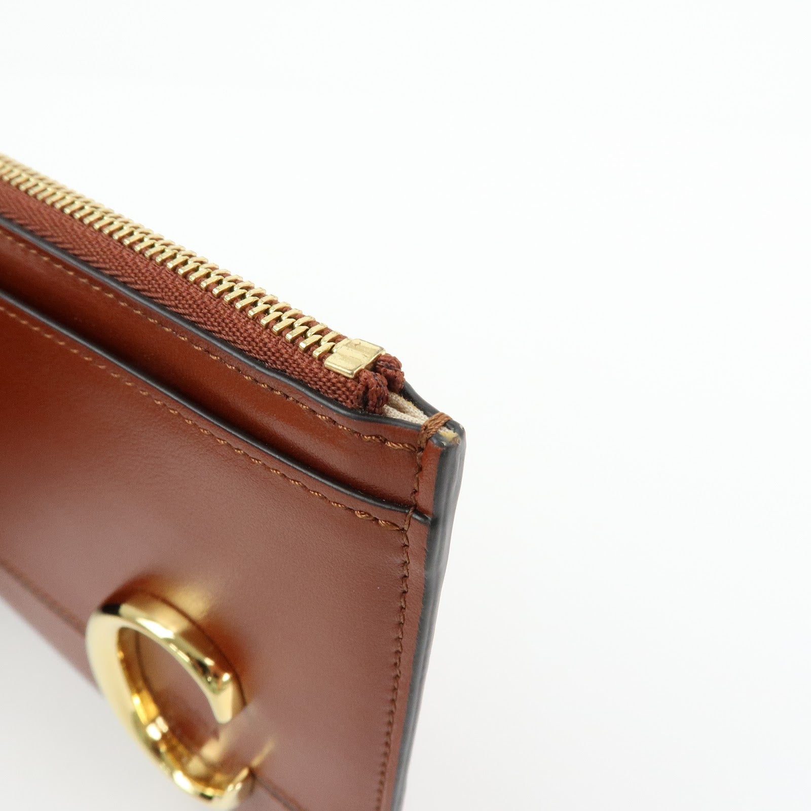 Chloe Chloe C Leather Pouch Fragment Case Passport Case Brown