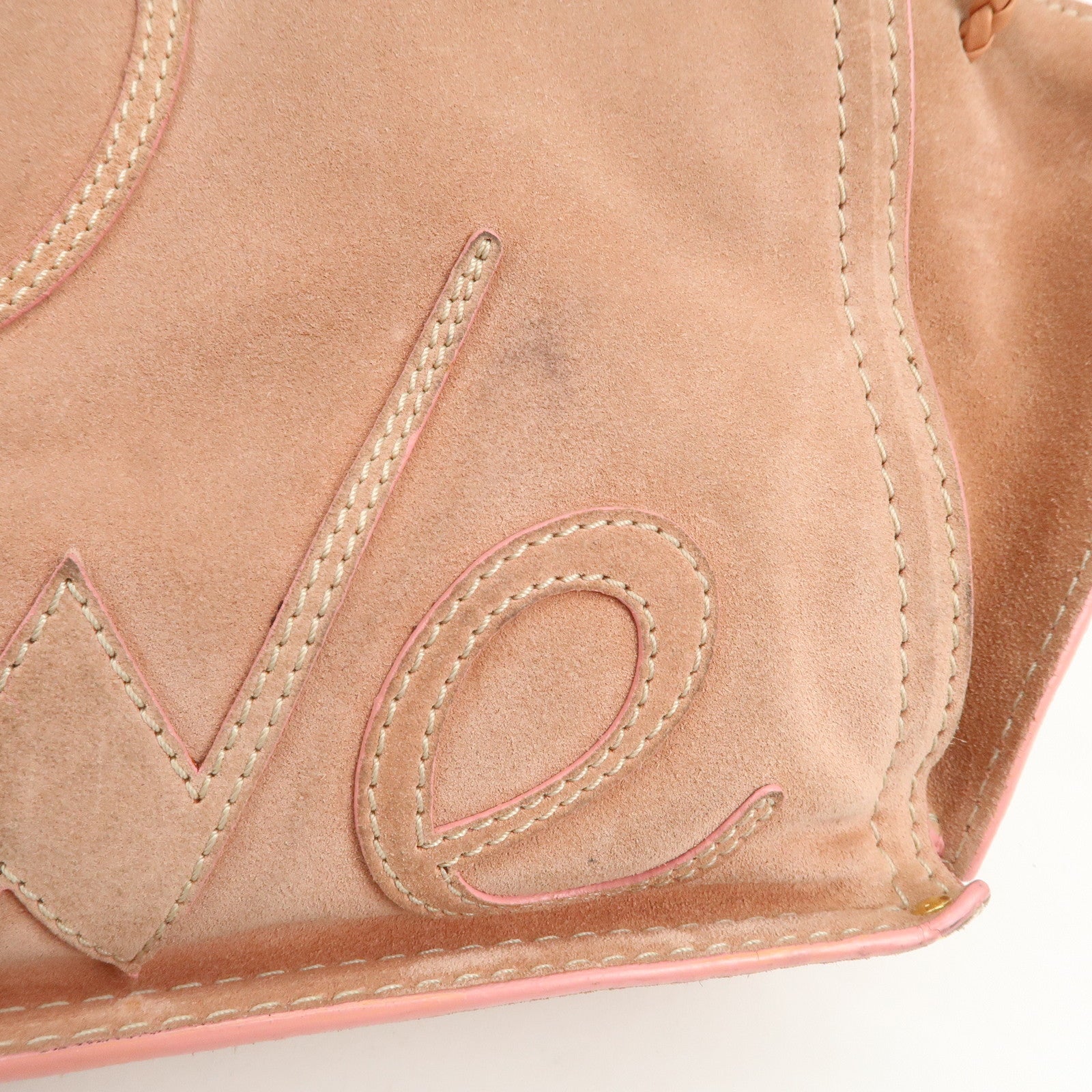 LOEWE Logo Suede Leather Tote Bag Shoulder Bag Pink