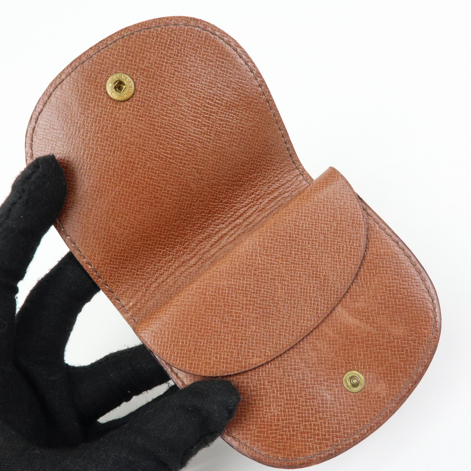 Louis Vuitton Monogram Porte Monnaie Gousset Coin Case Brown M61970