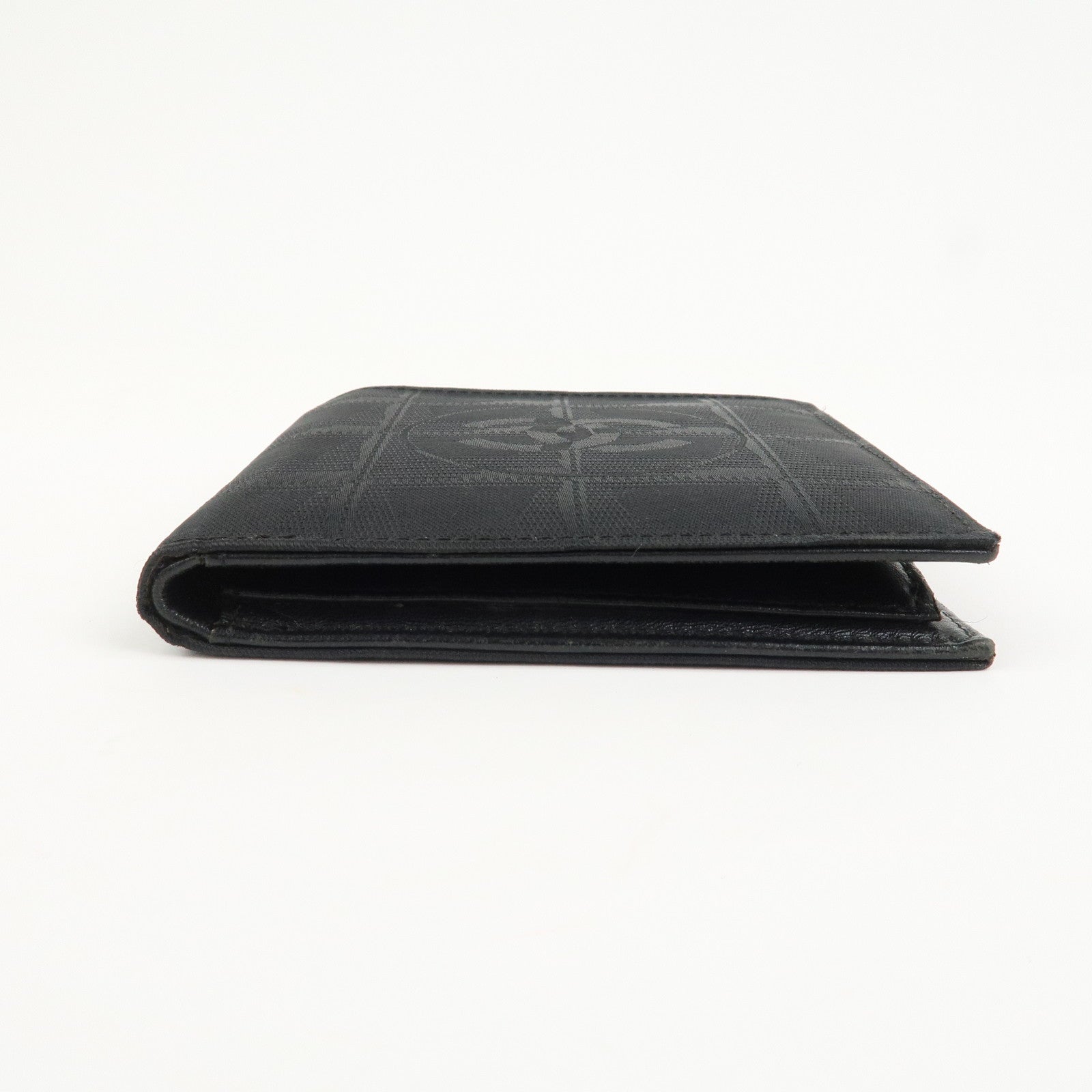 CHANEL New Travel Line Nylon Jacquard Compact Wallet Black A14342