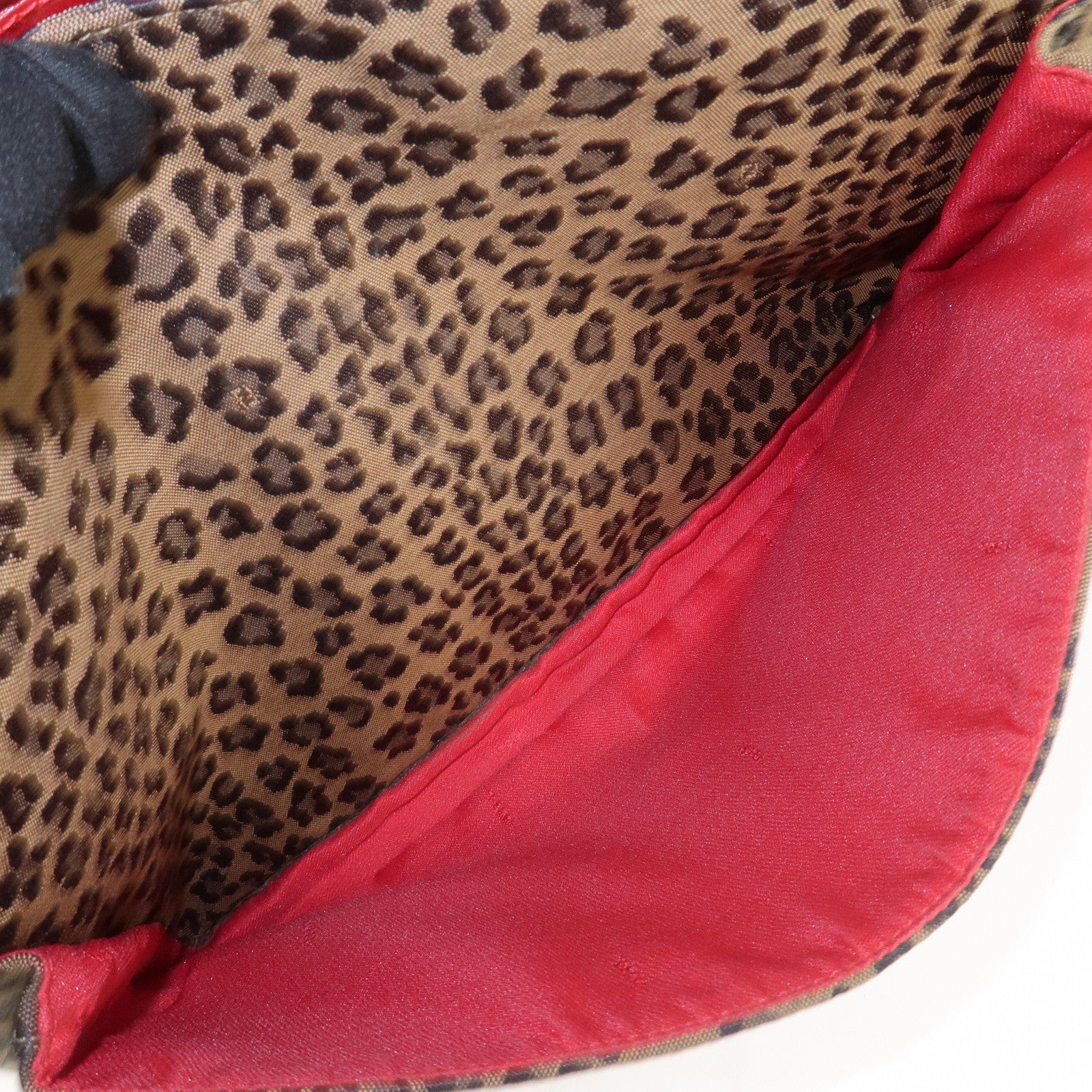 FENDI Canvas Leather Shoulder Bag Crossbody Bag Leopard 263570